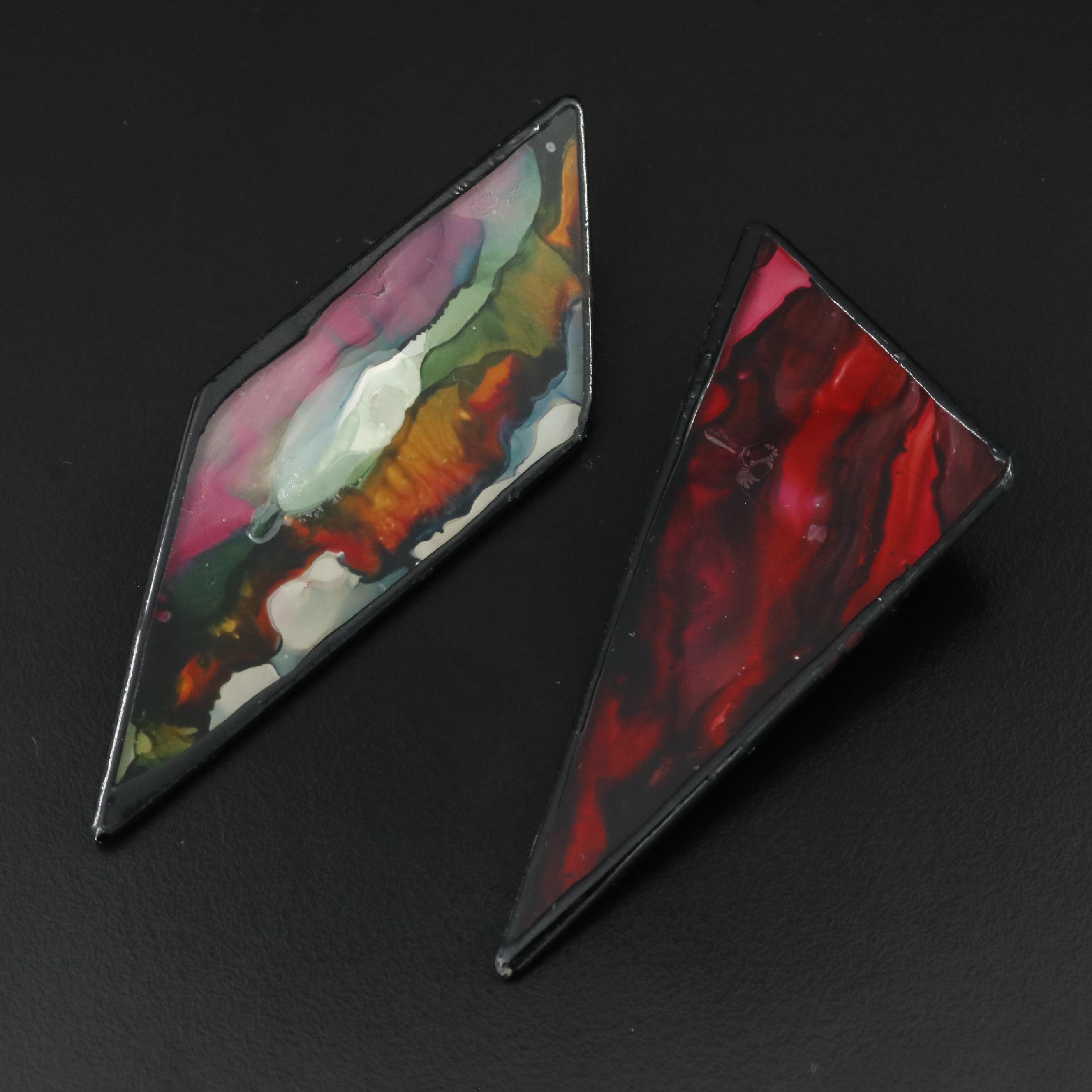 Pair of Glass Brooches