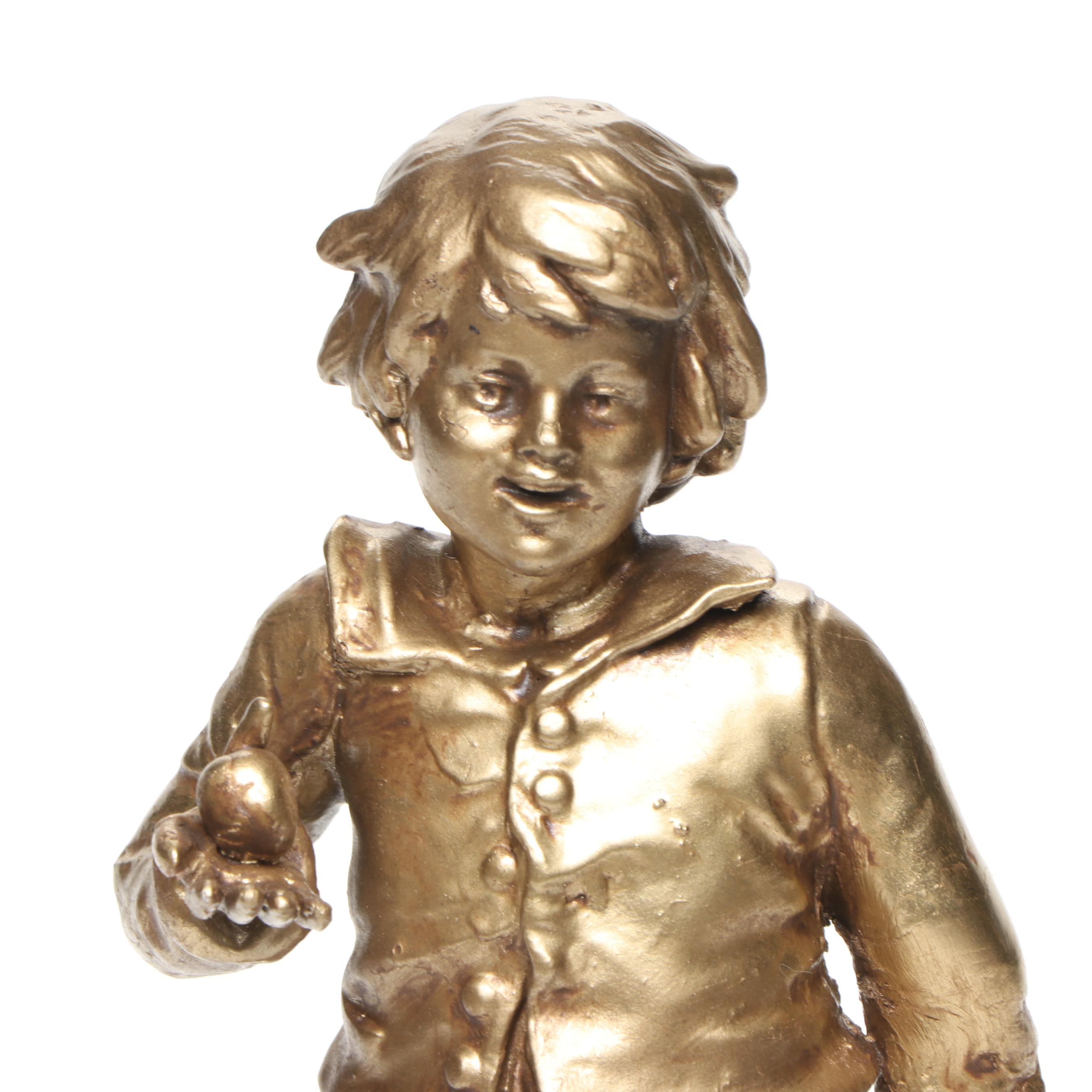 Gilt Cast Metal Boy in the Style of Auguste Moreau