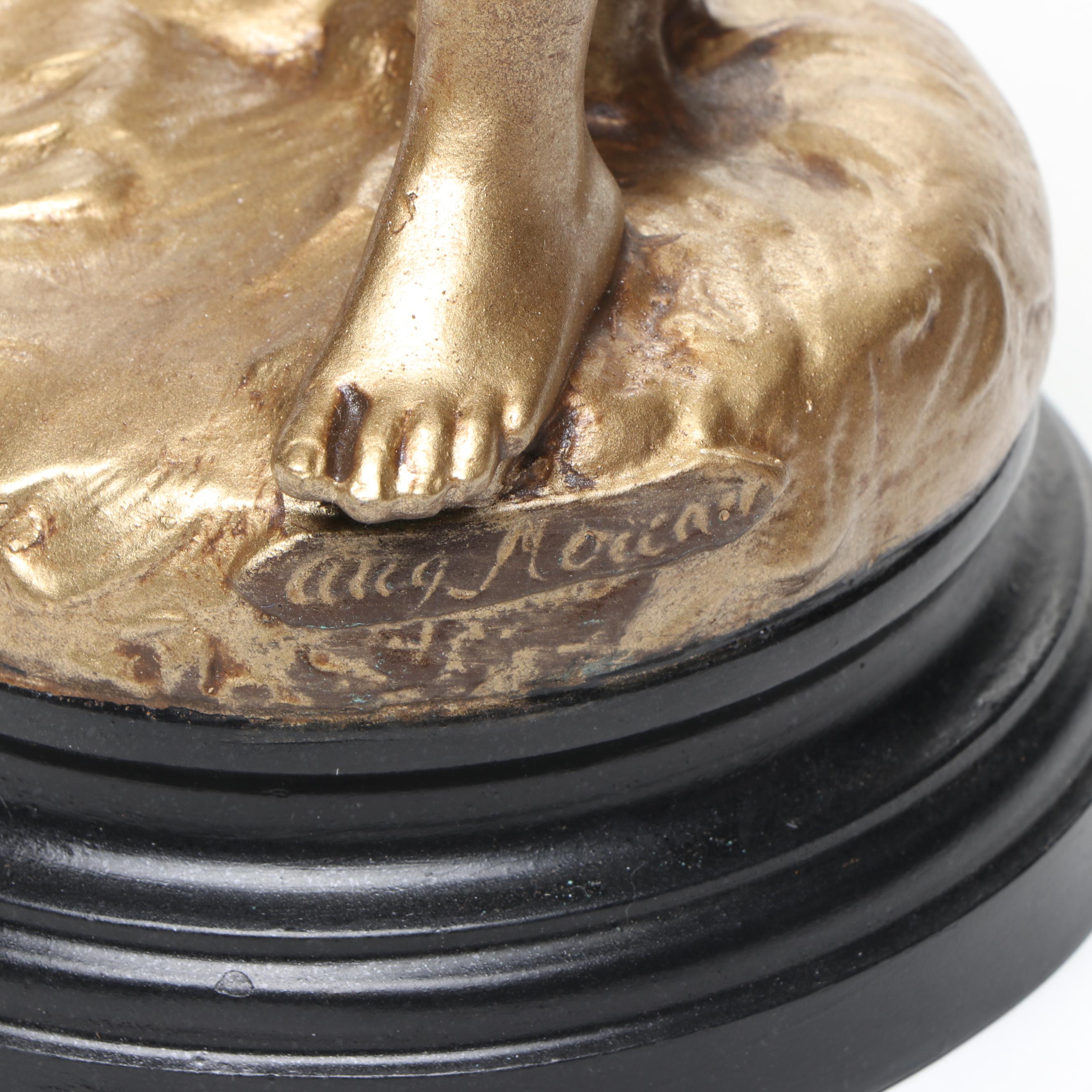 Gilt Cast Metal Boy in the Style of Auguste Moreau