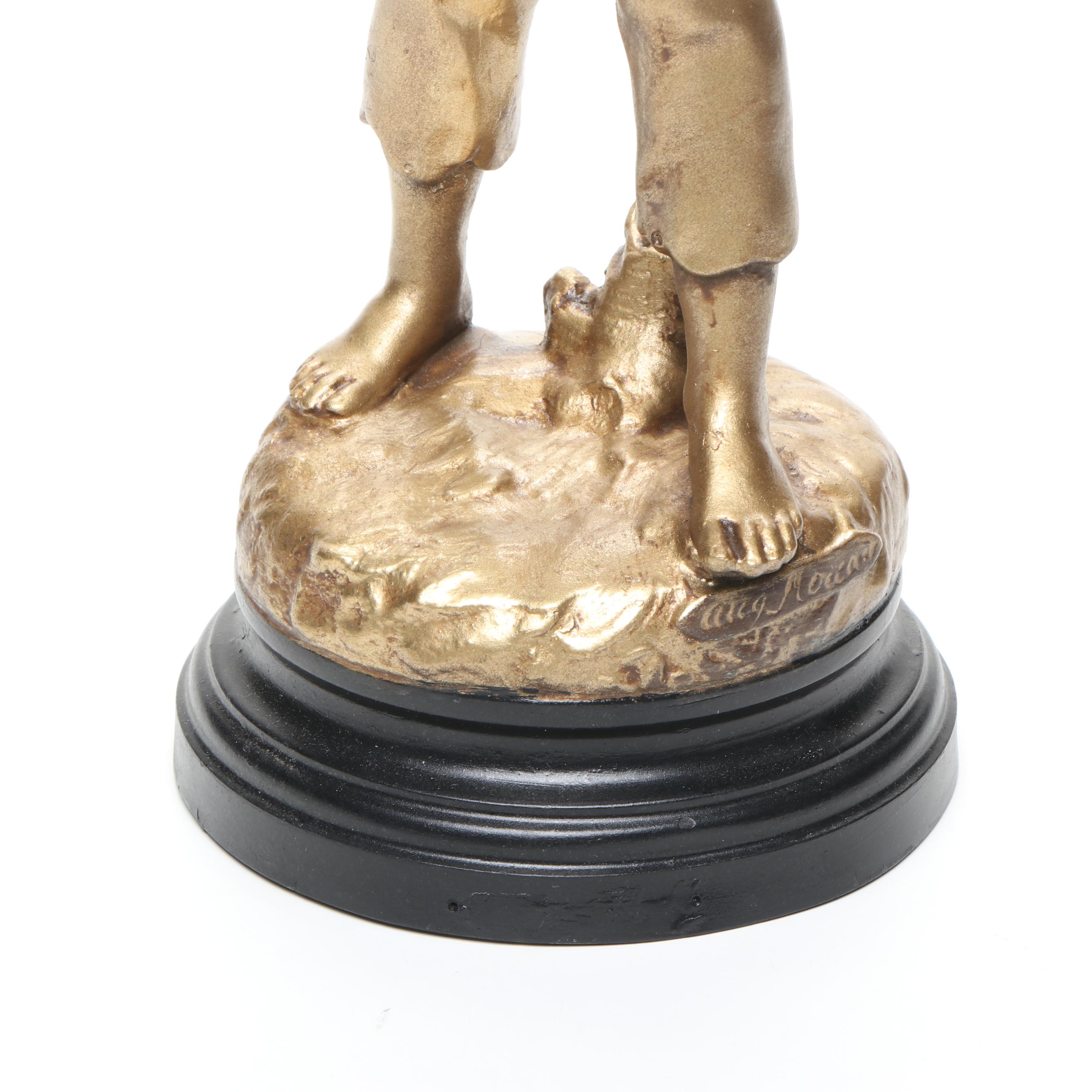 Gilt Cast Metal Boy in the Style of Auguste Moreau