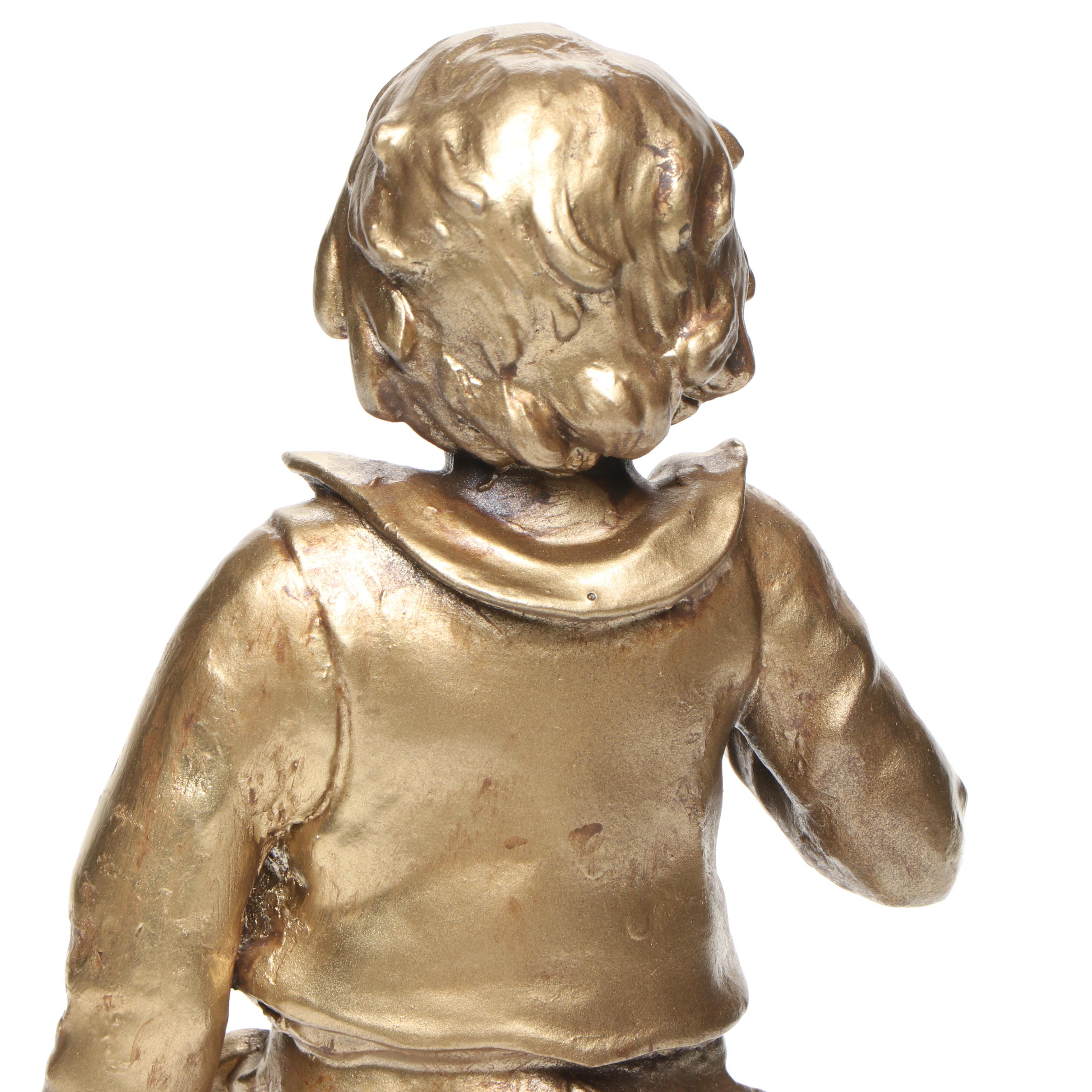 Gilt Cast Metal Boy in the Style of Auguste Moreau