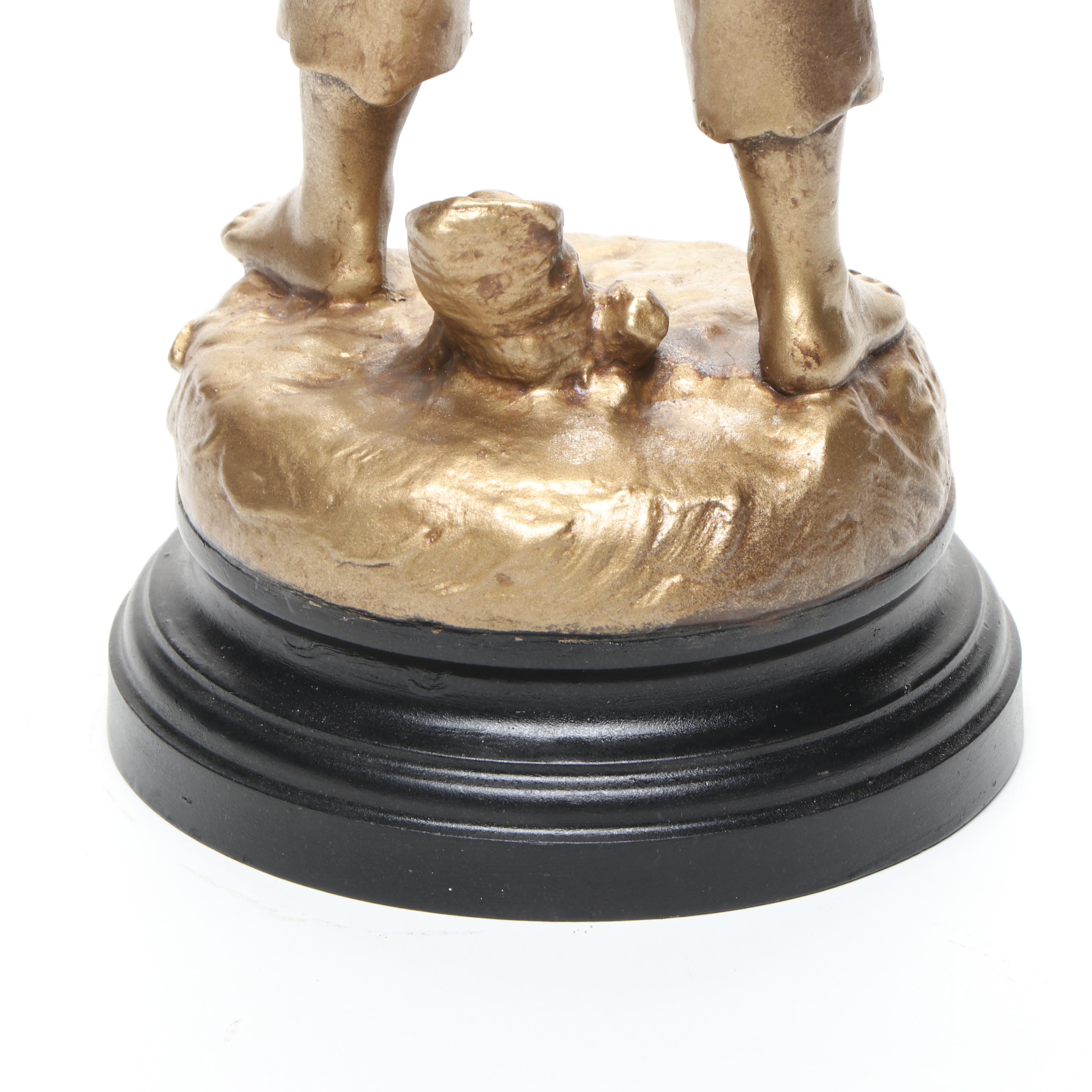 Gilt Cast Metal Boy in the Style of Auguste Moreau