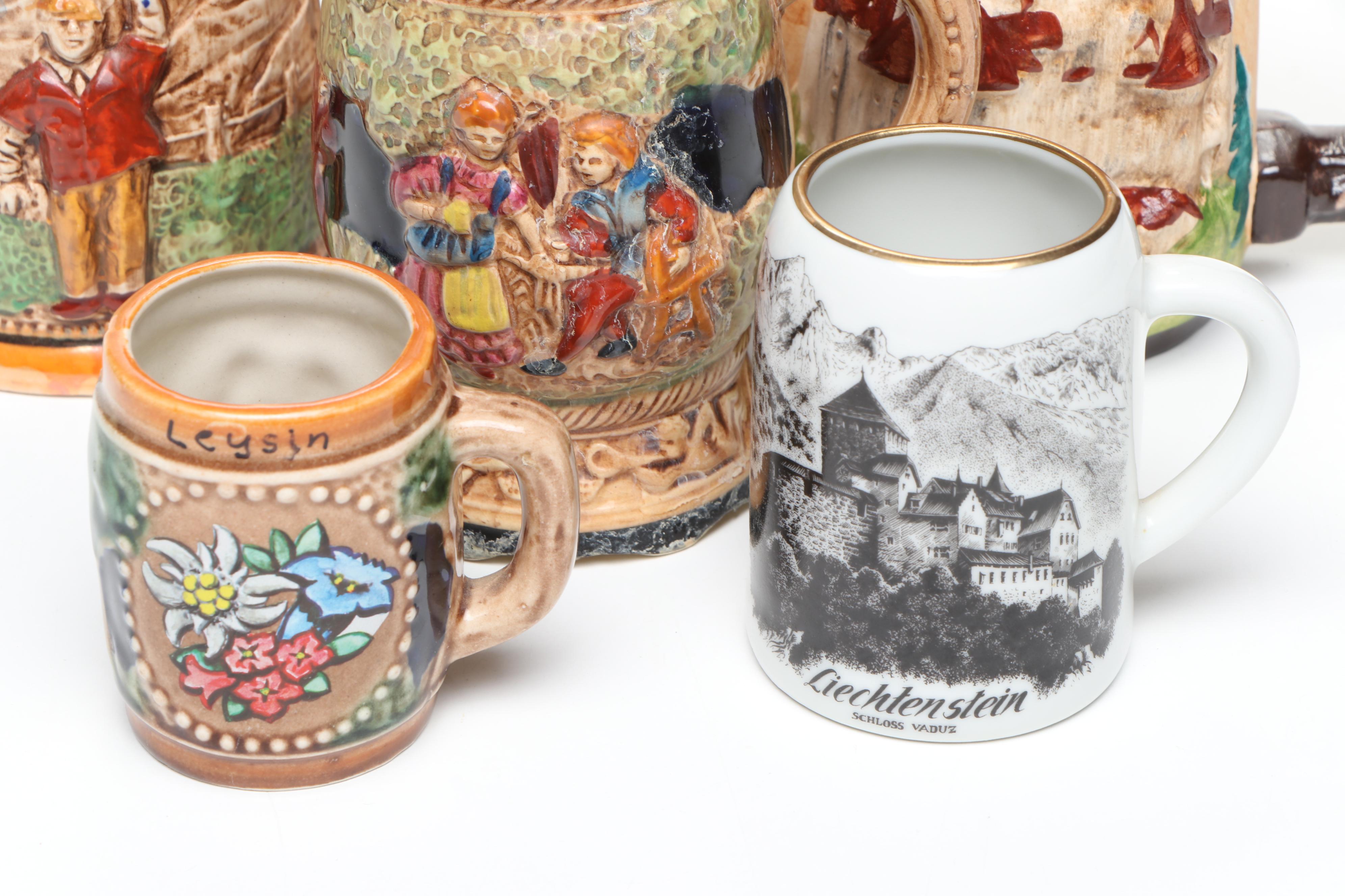 King, Ottlinger Sevelen, Marilys, and Other European Ceramic Steins