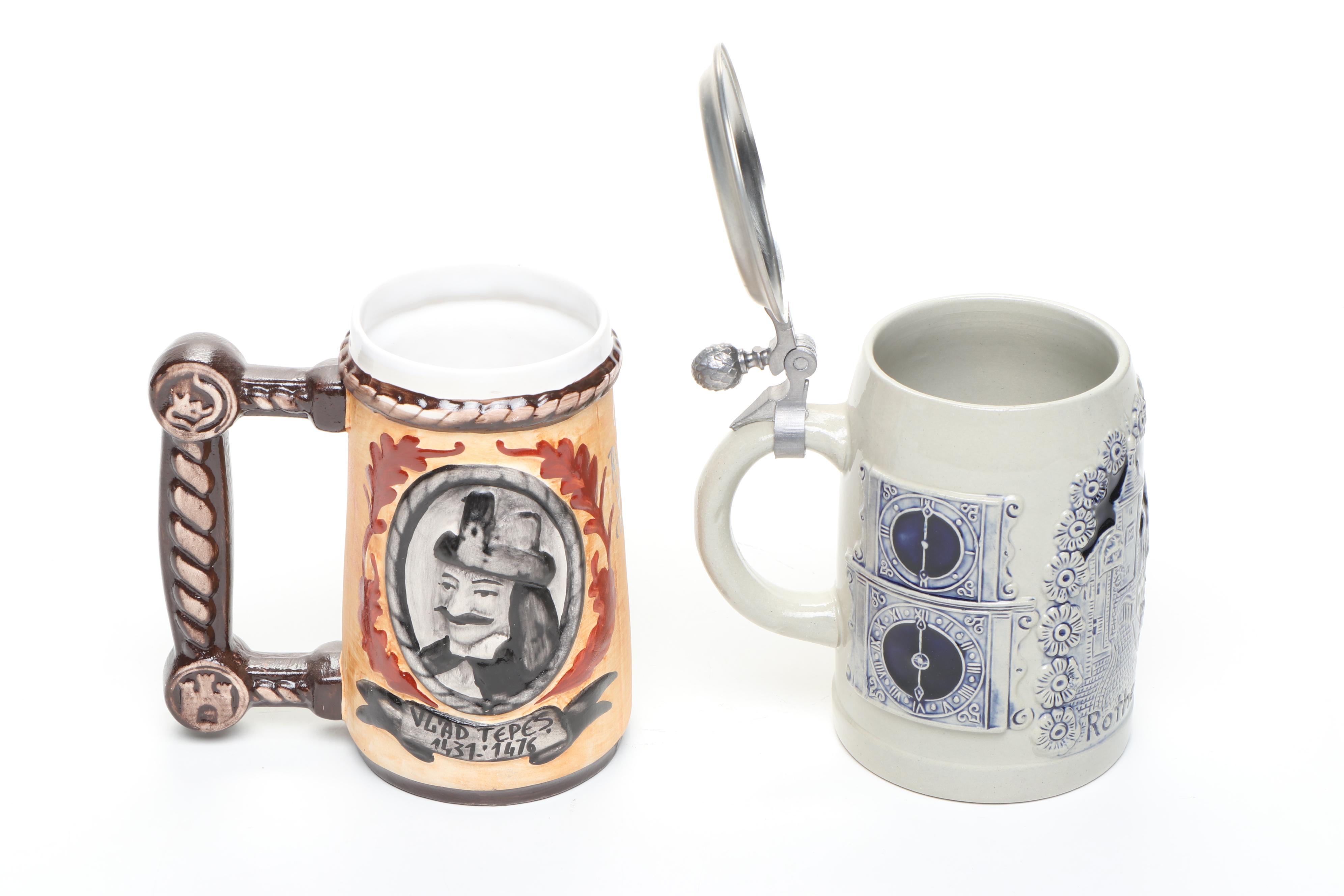 King, Ottlinger Sevelen, Marilys, and Other European Ceramic Steins