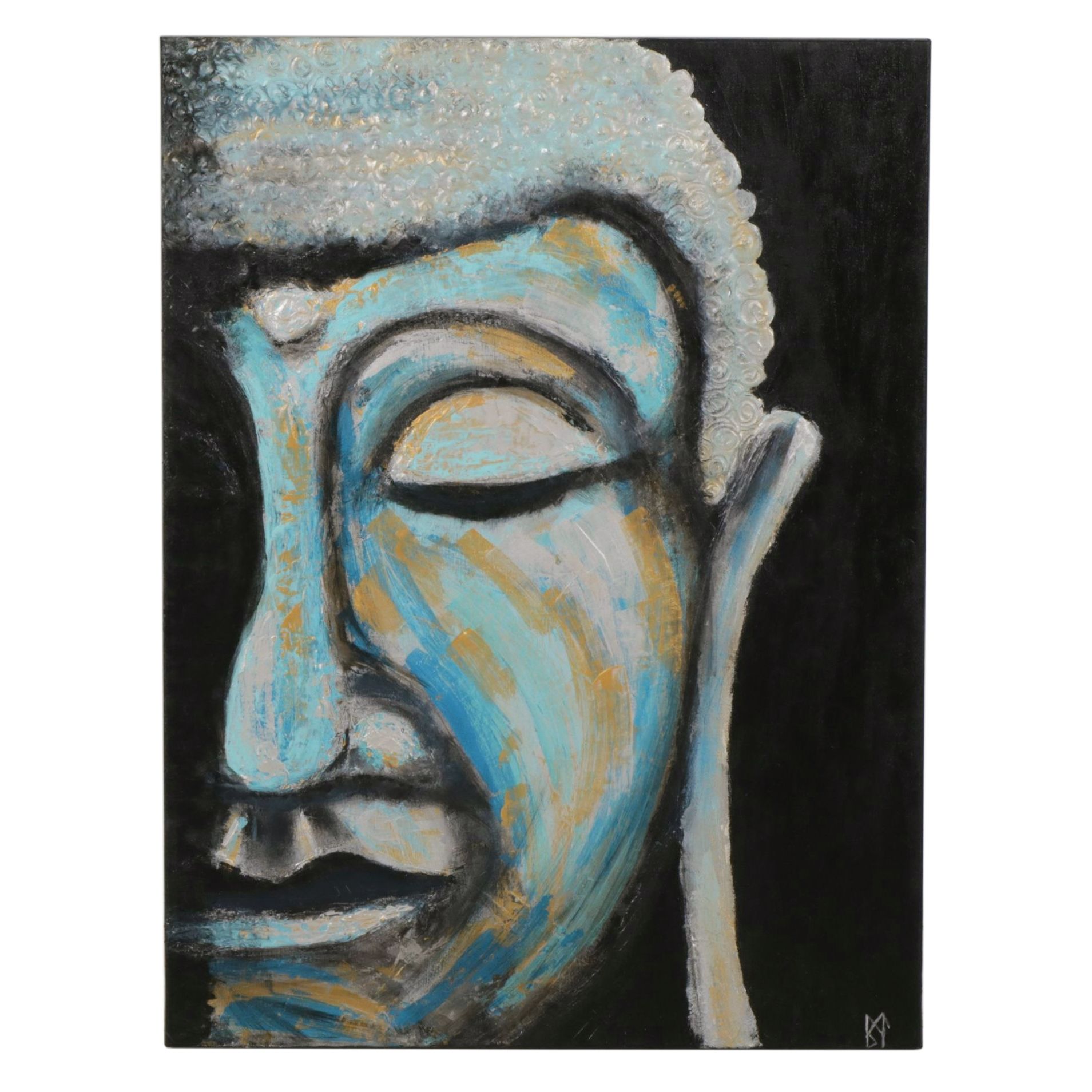 Morgan Langsdorf Impasto Oil Painting of Buddhist Iconography, 2017