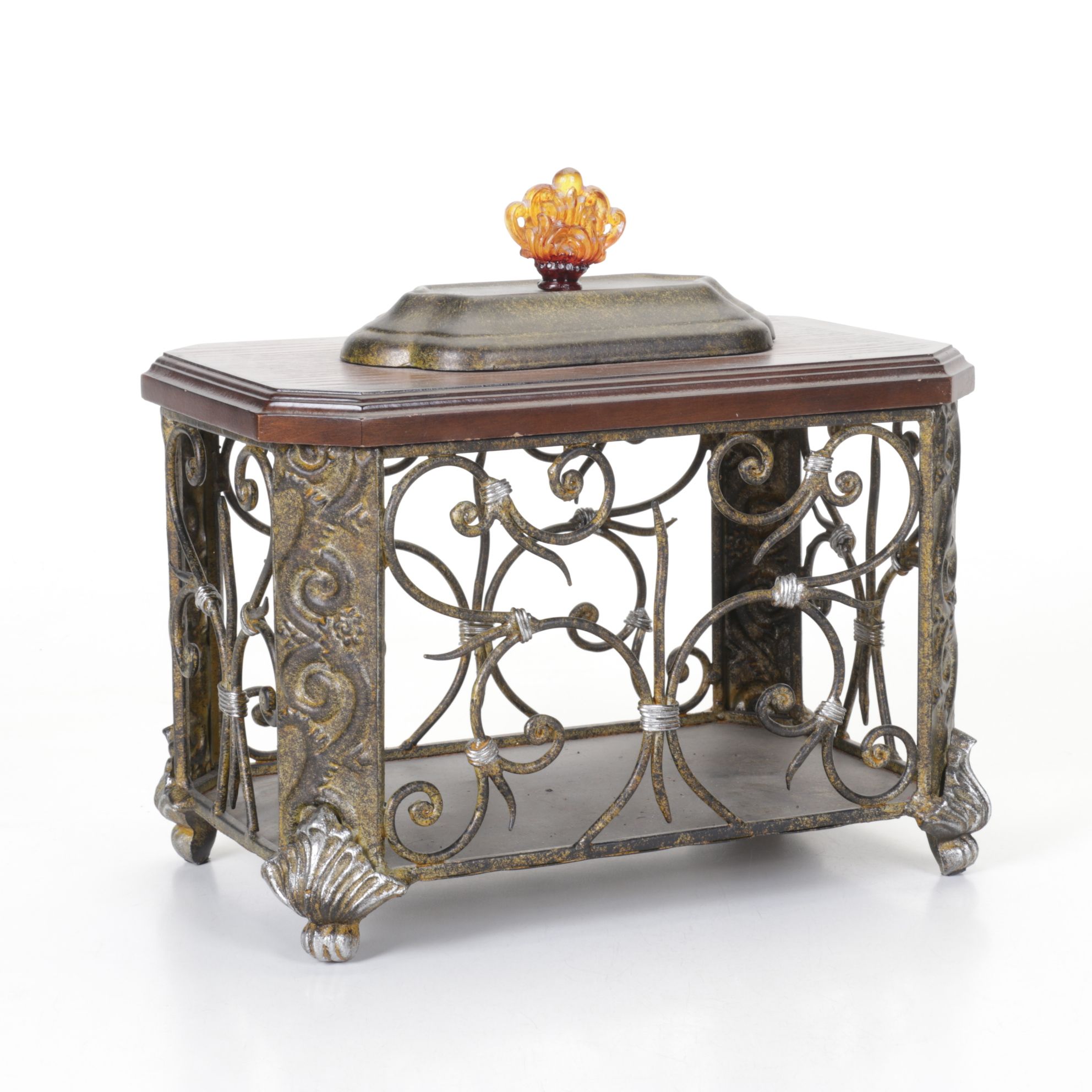 Metal Scrollwork Lidded Decorative Box