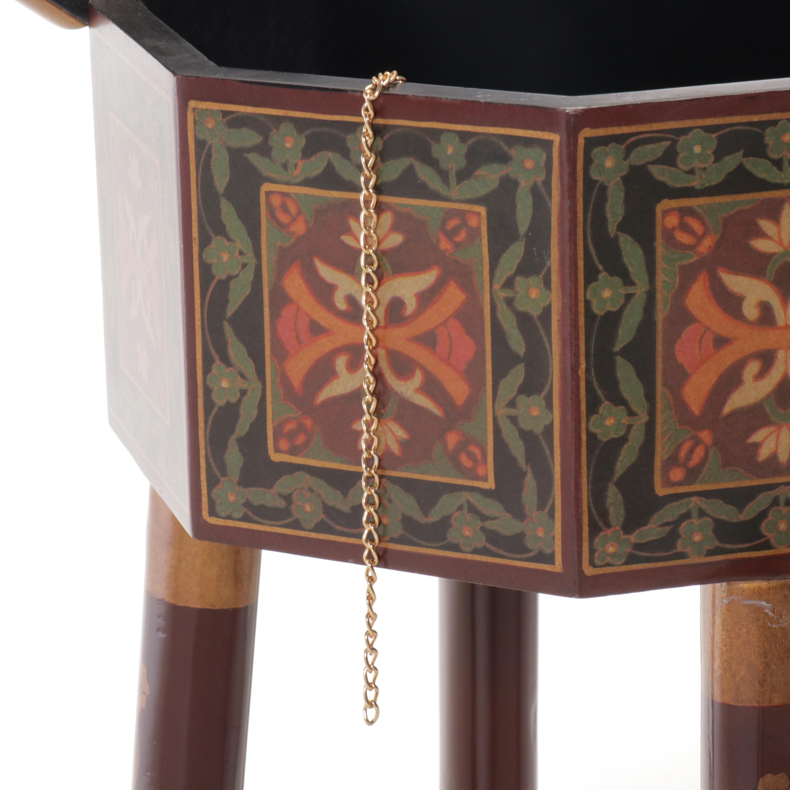 East Asian Style Paint-Decorated Wood Chest on Stand