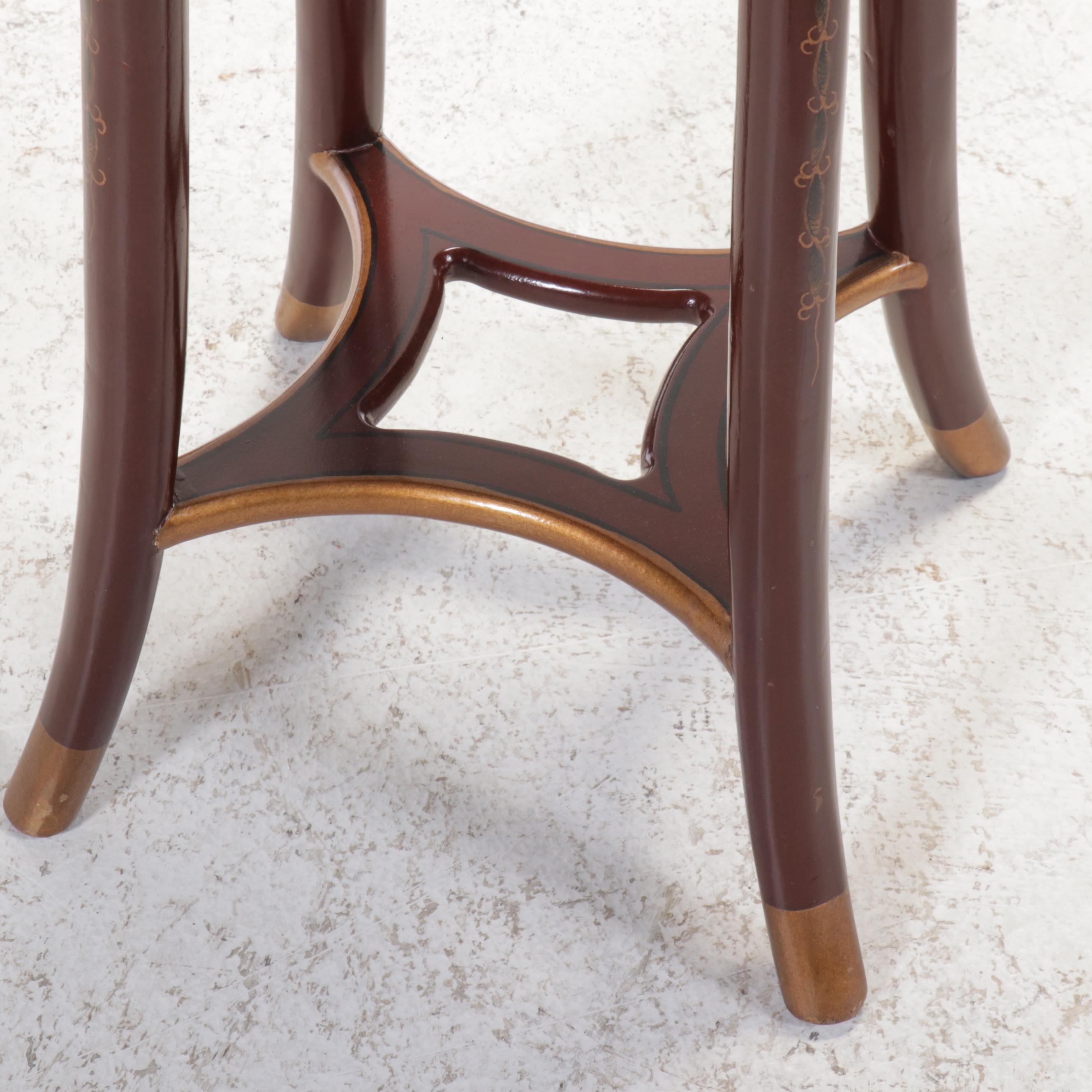 East Asian Style Paint-Decorated Wood Chest on Stand