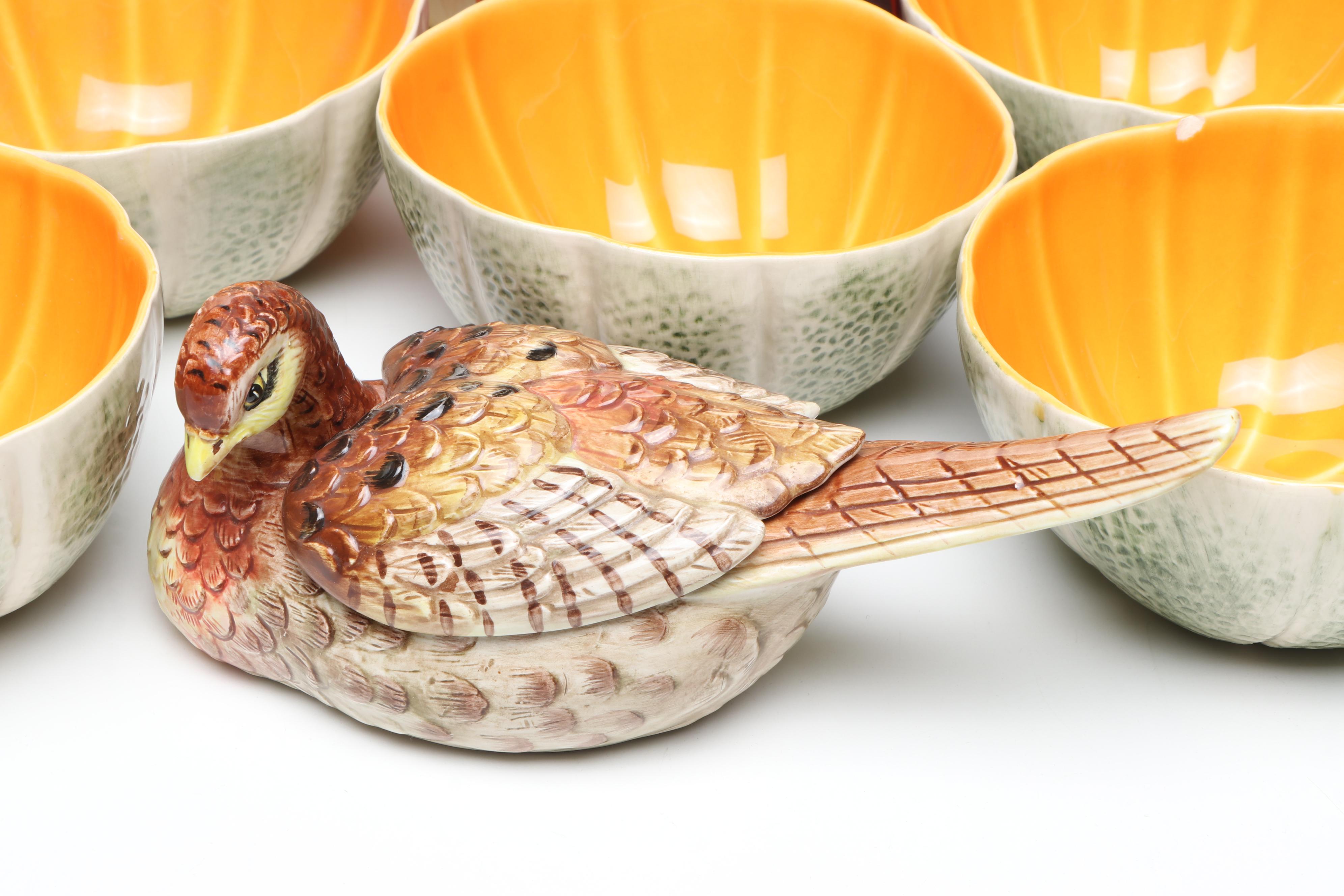 Bordallo Pinheiro "Melon" Bowls with Other Fall-Themed Tableware