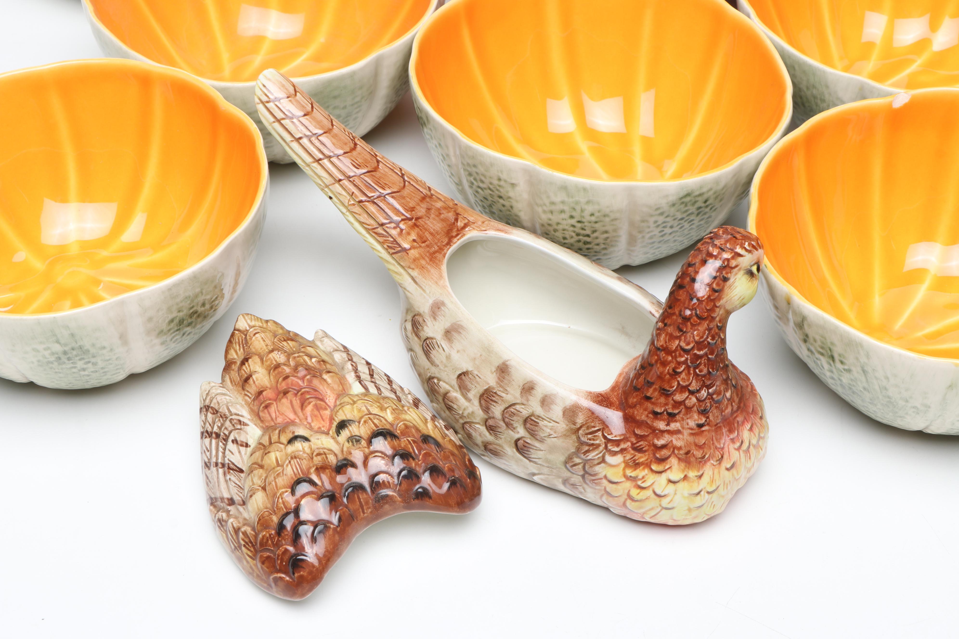 Bordallo Pinheiro "Melon" Bowls with Other Fall-Themed Tableware