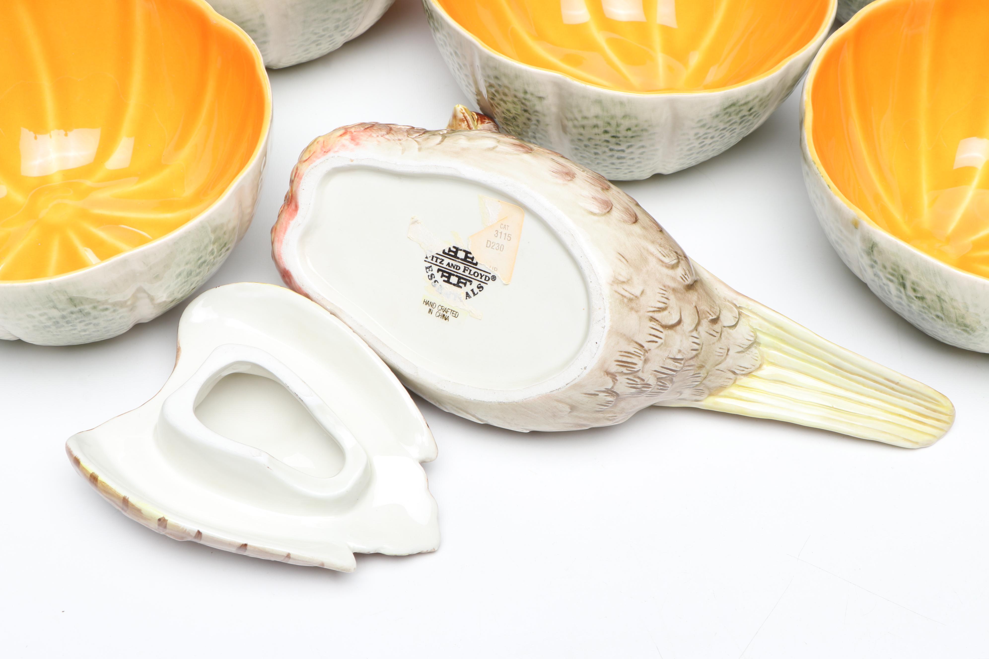 Bordallo Pinheiro "Melon" Bowls with Other Fall-Themed Tableware