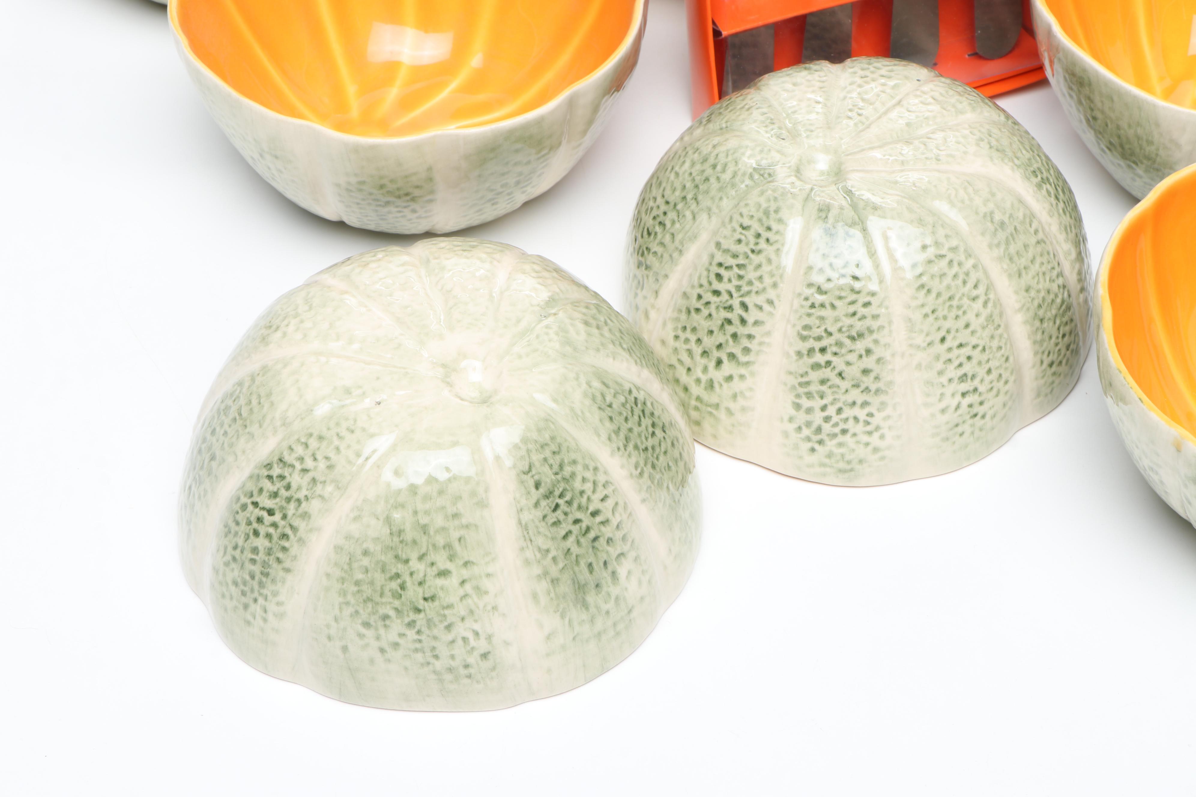 Bordallo Pinheiro "Melon" Bowls with Other Fall-Themed Tableware