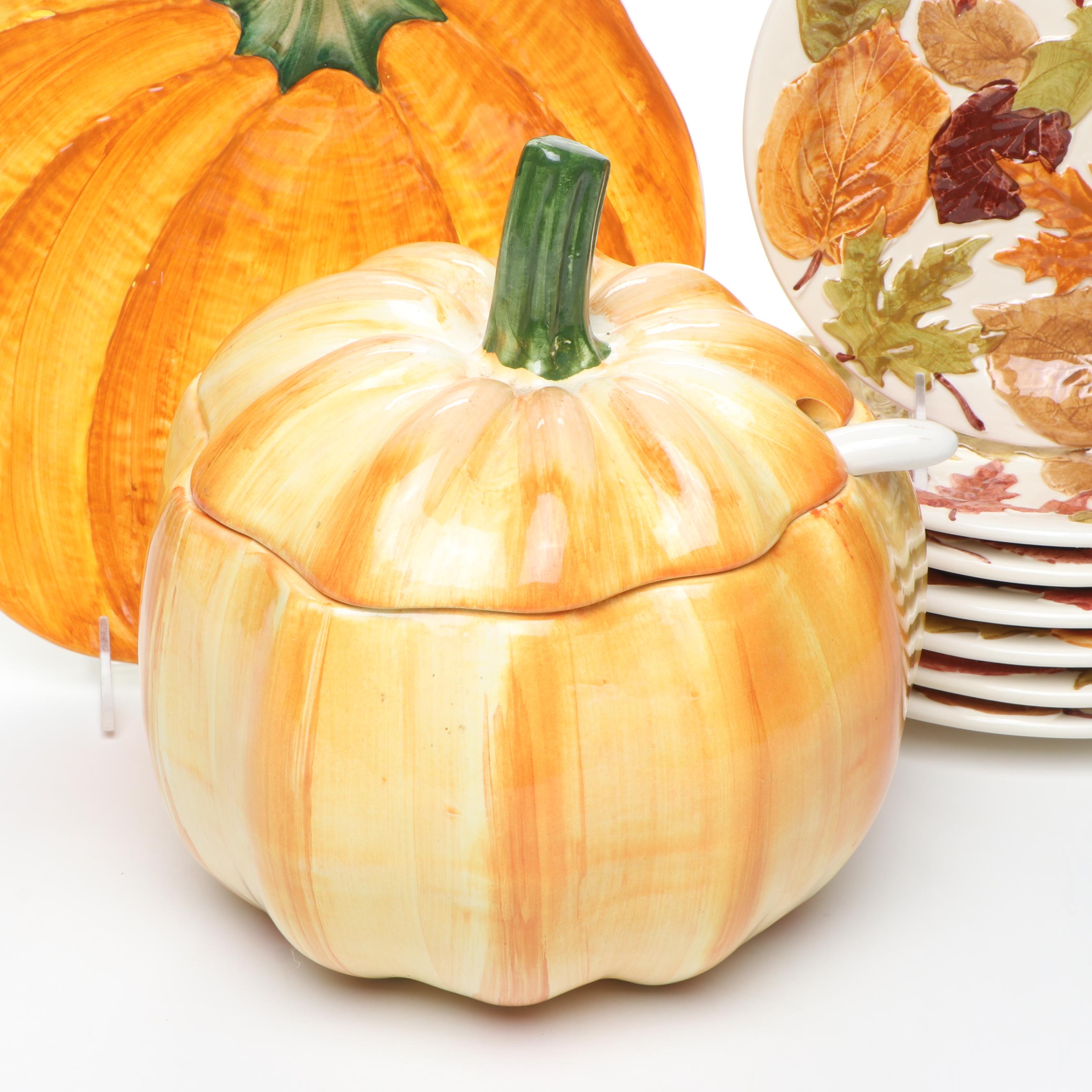 Bordallo Pinheiro "Melon" Bowls with Other Fall-Themed Tableware