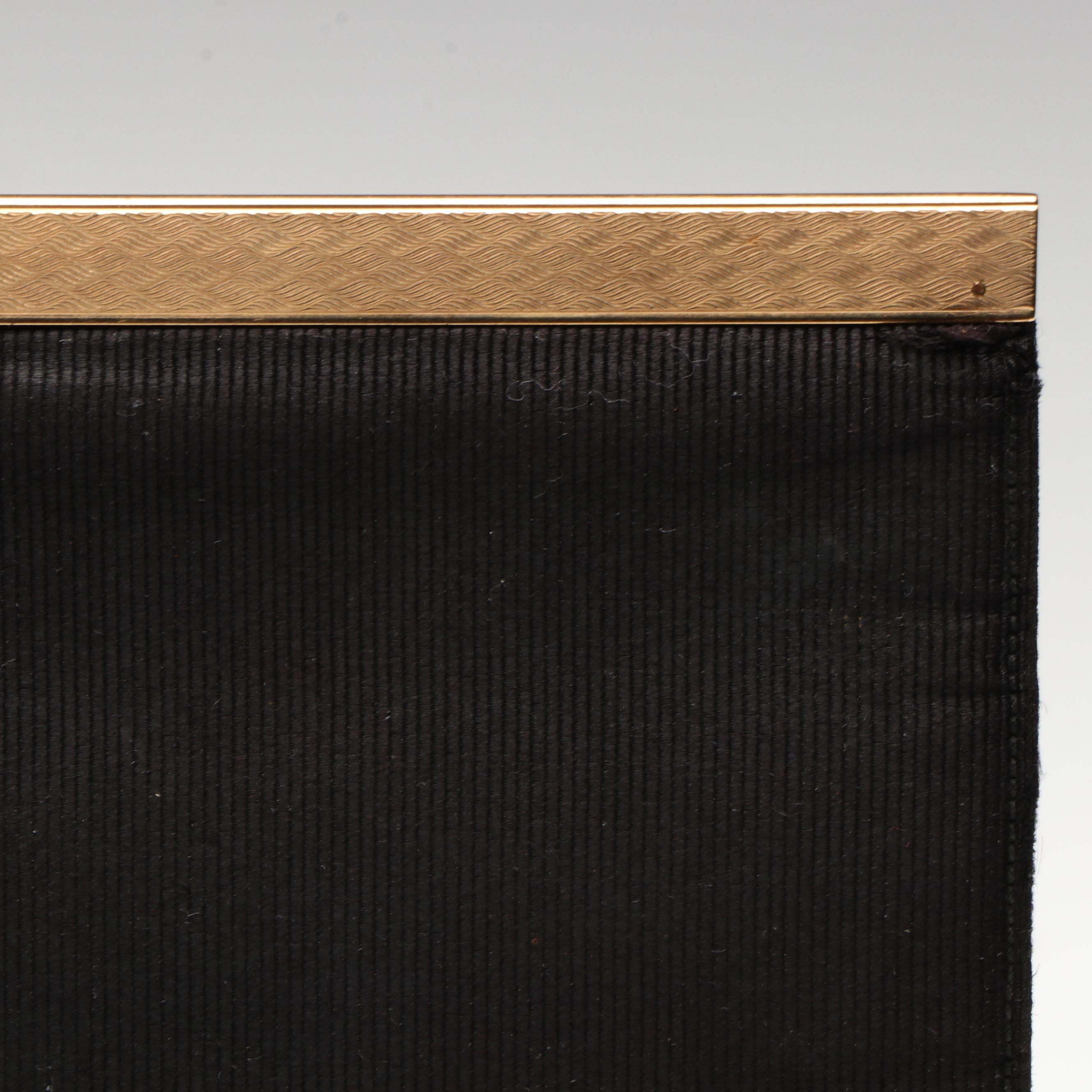 Cartier Vintage Black Faille 9K Gold-Framed Evening Clutch, circa 1967