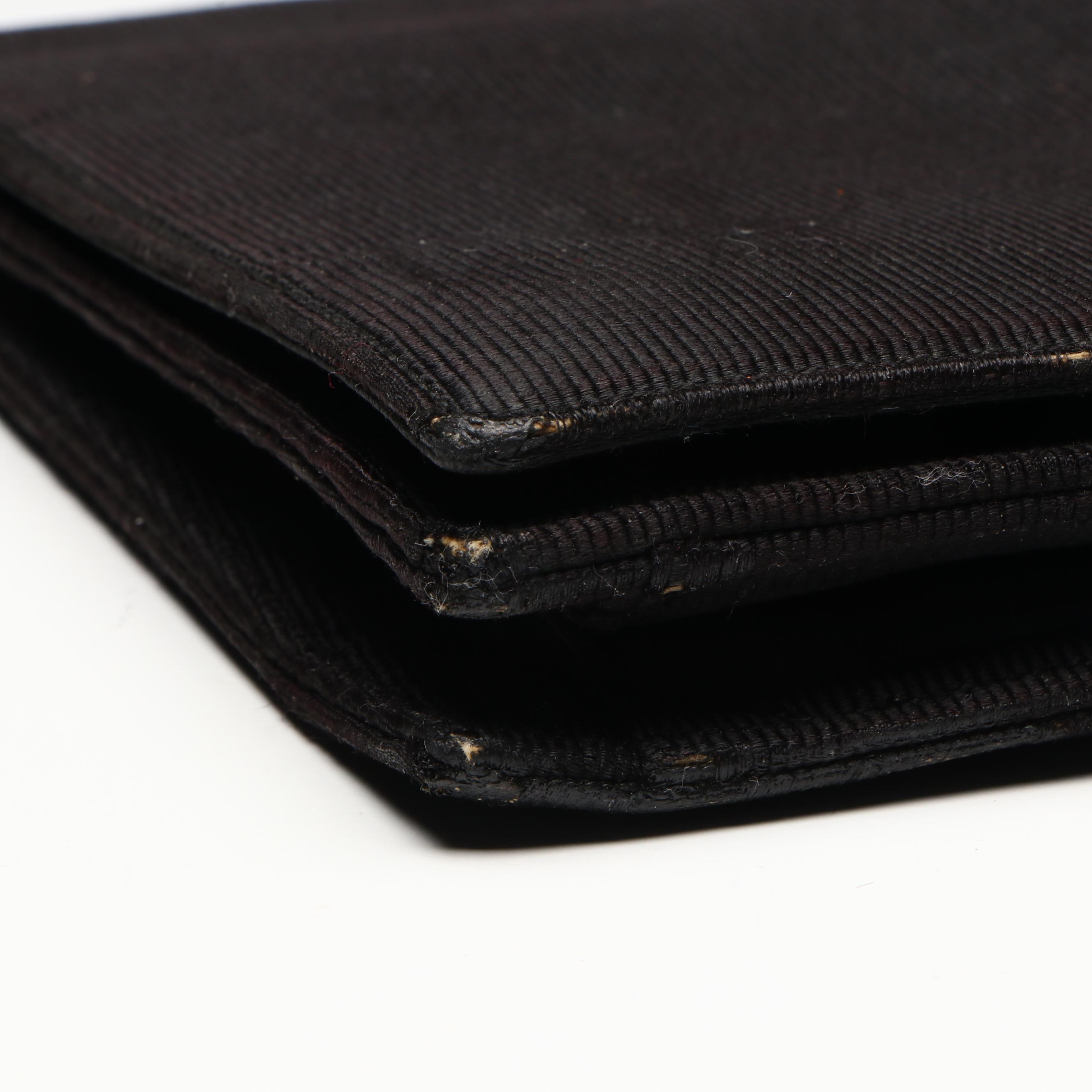 Cartier Vintage Black Faille 9K Gold-Framed Evening Clutch, circa 1967