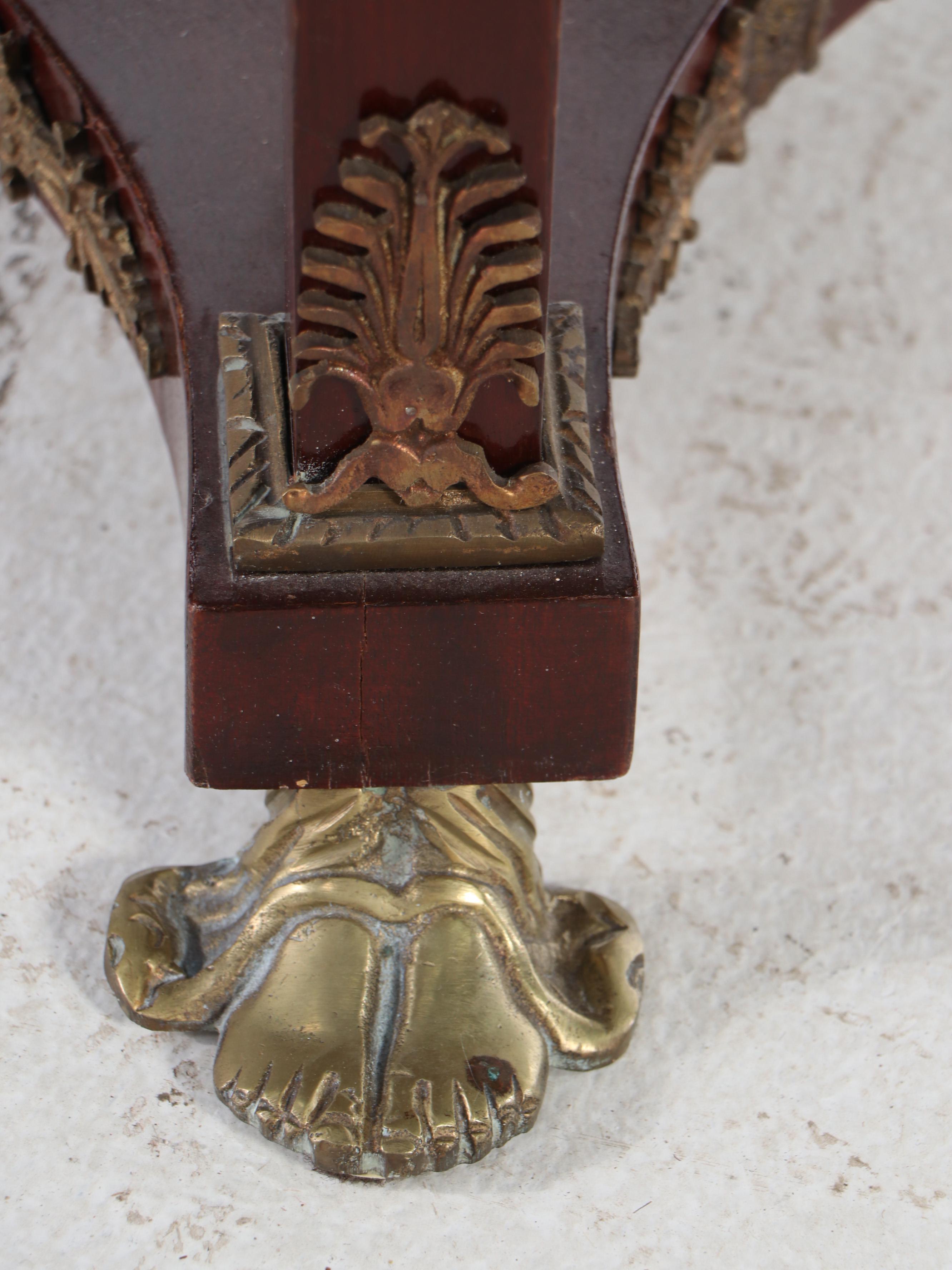 Empire Style Marble Top Brass Mounted Mahogany Stands, 20th Century
