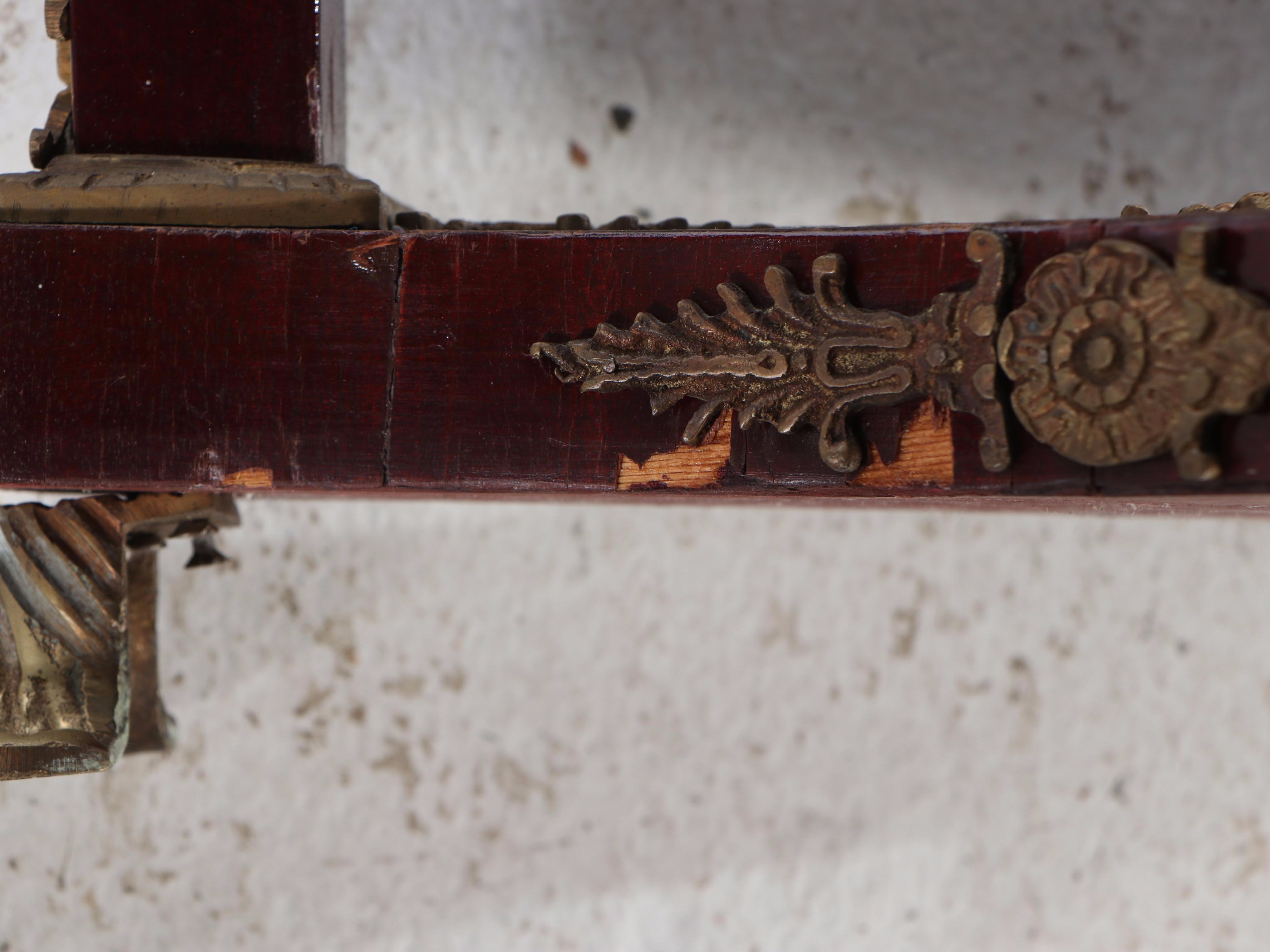 Empire Style Marble Top Brass Mounted Mahogany Stands, 20th Century