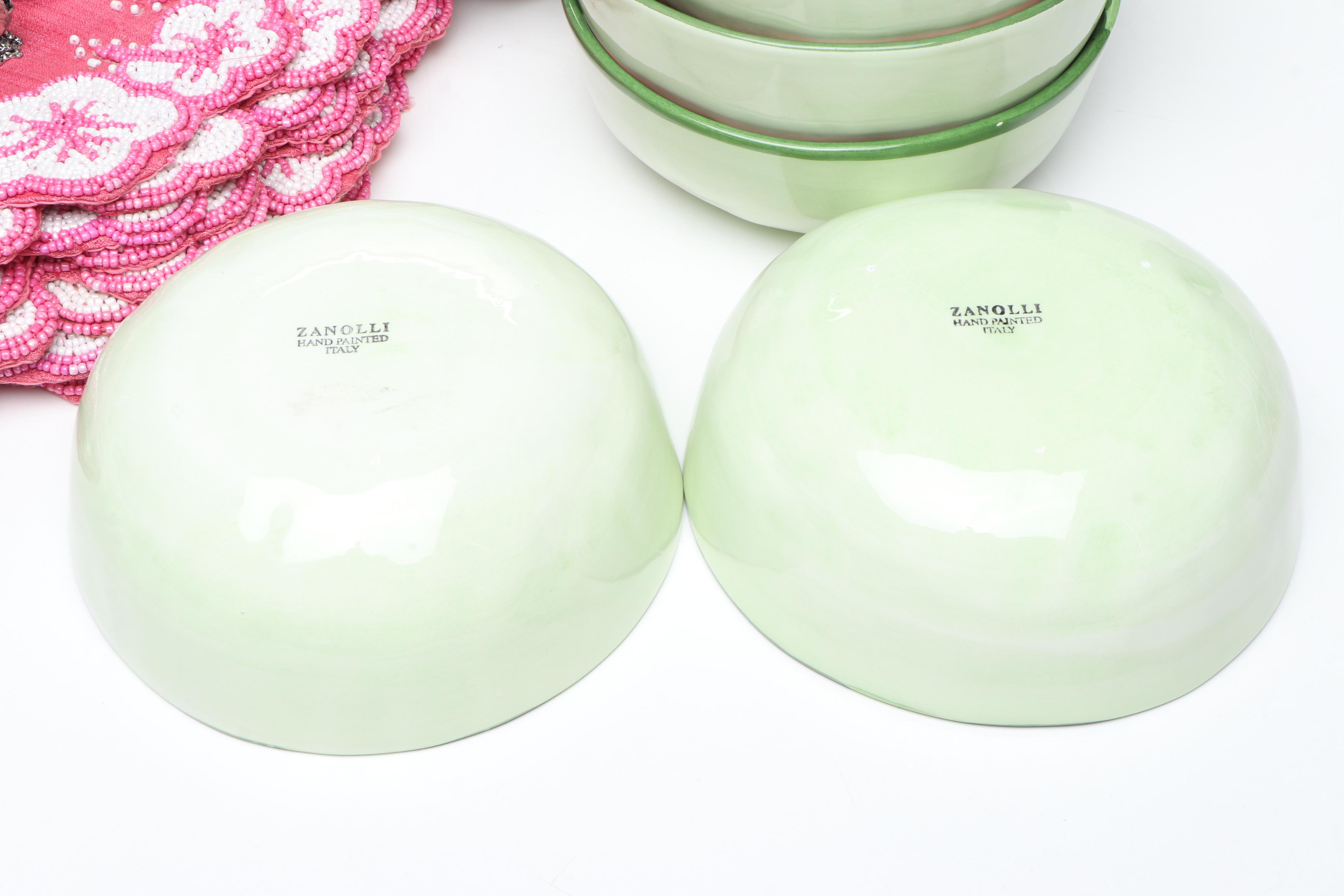 Zanolli Italian Hand-Painted Watermelon Tableware with Other Table Accessories