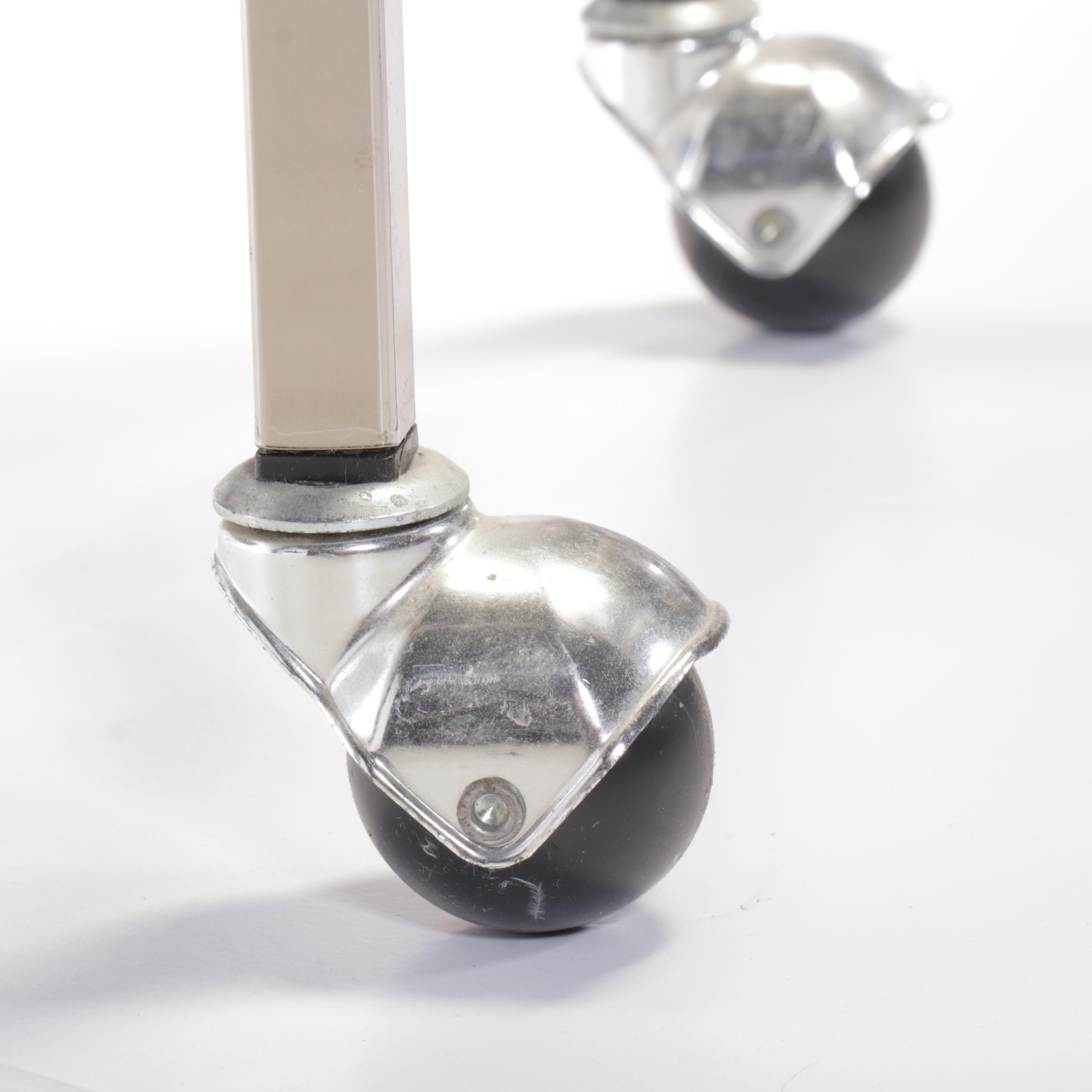 Contemporary Metal Bar Cart with Glass Top