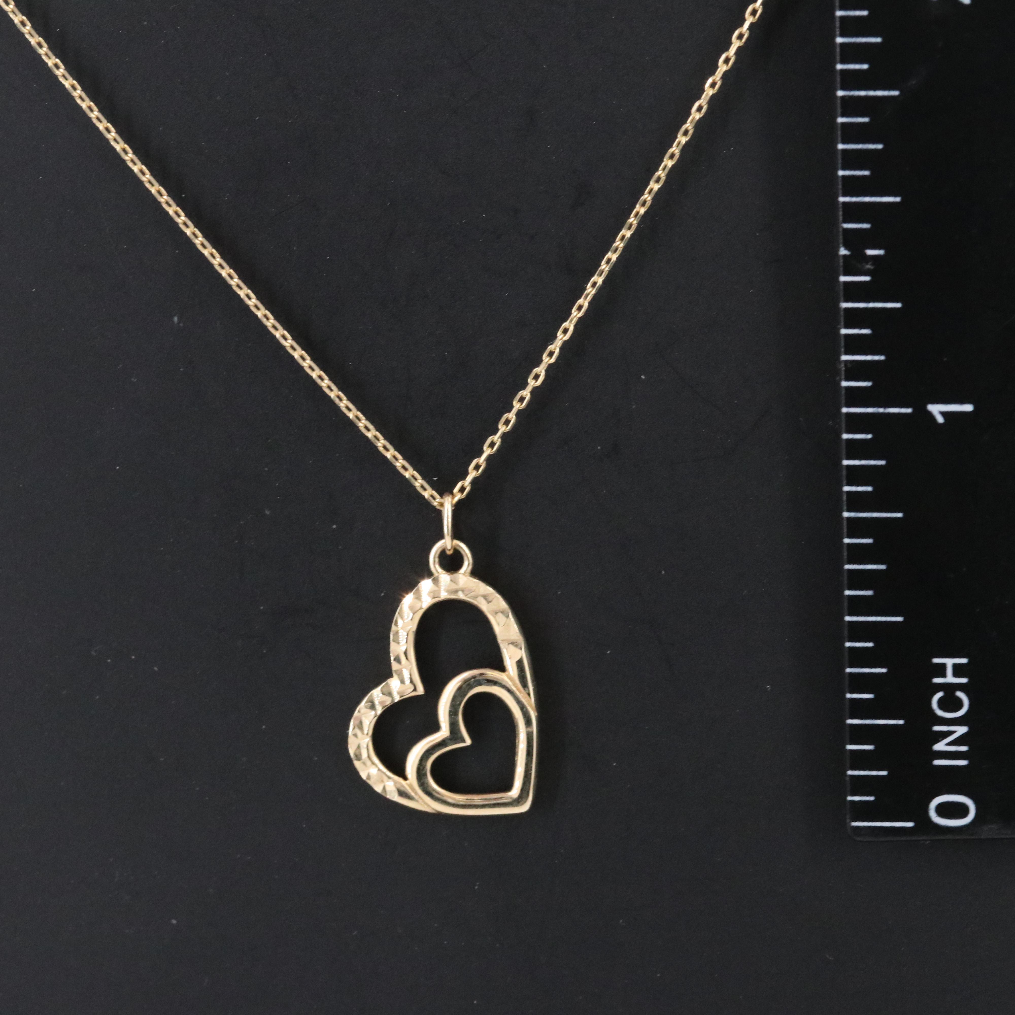 10K Double Heart Necklace