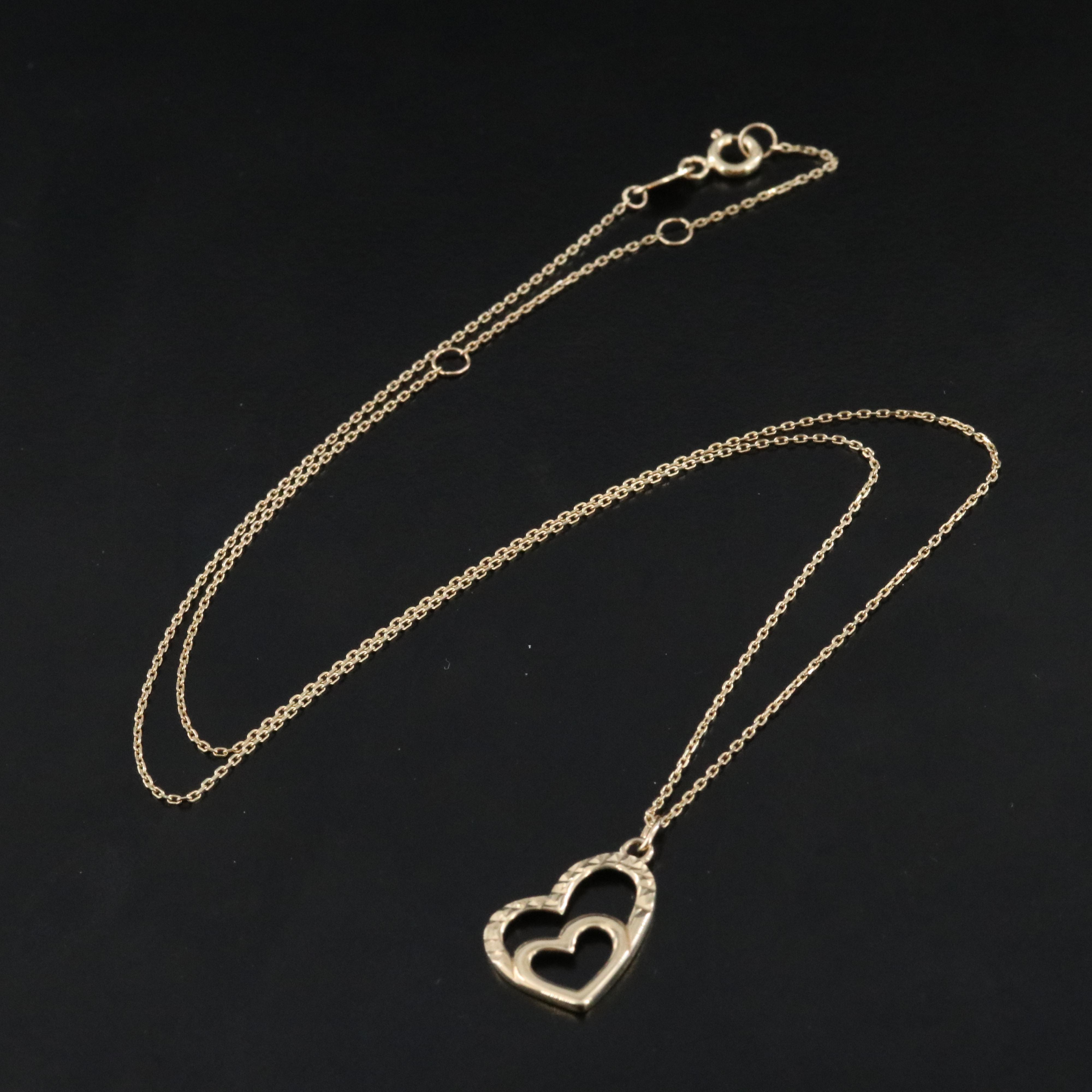 10K Double Heart Necklace