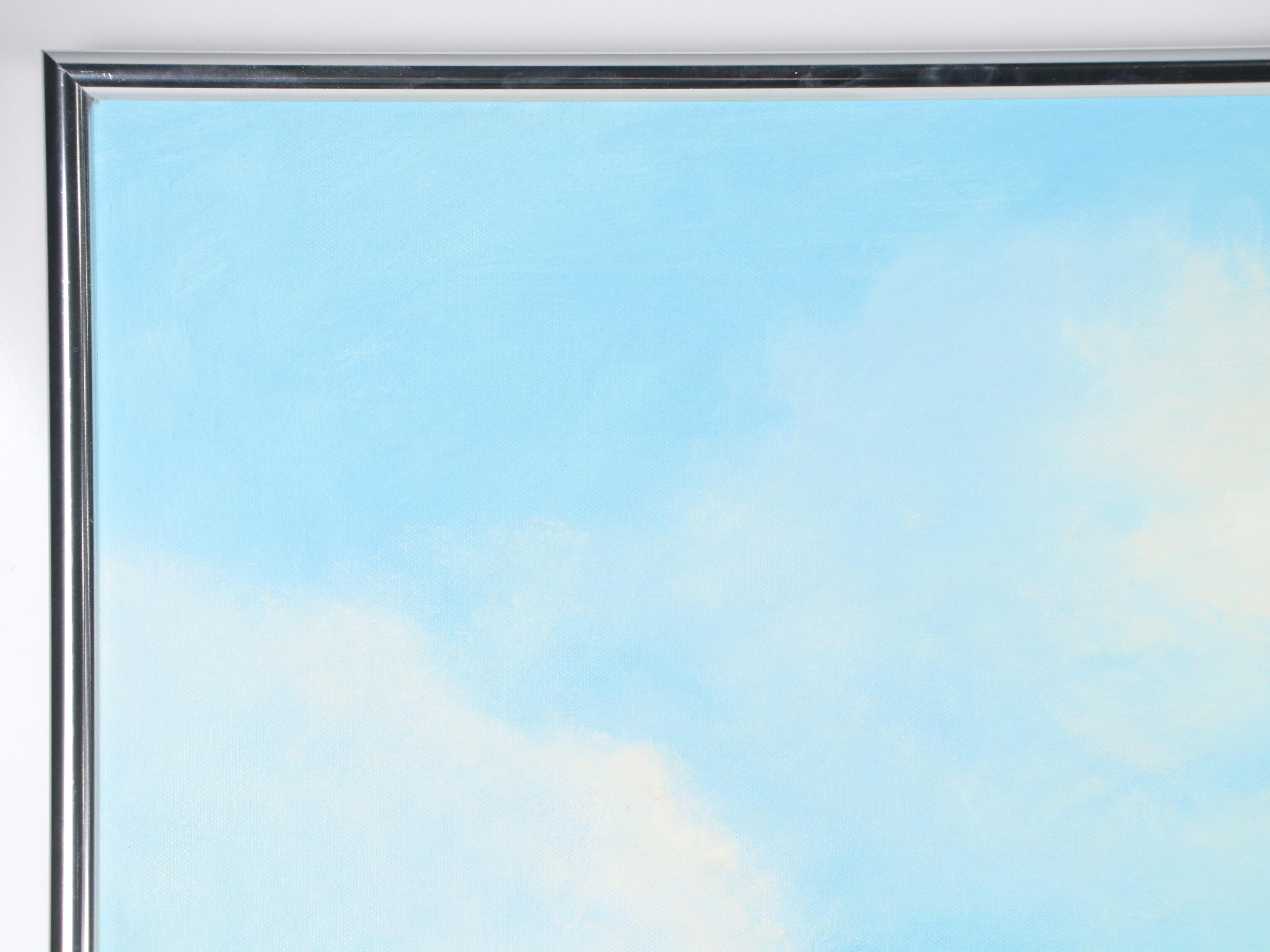 Ruth W. Pritchard Sky Oil Painting with Huff-Daland Dusters Biplane