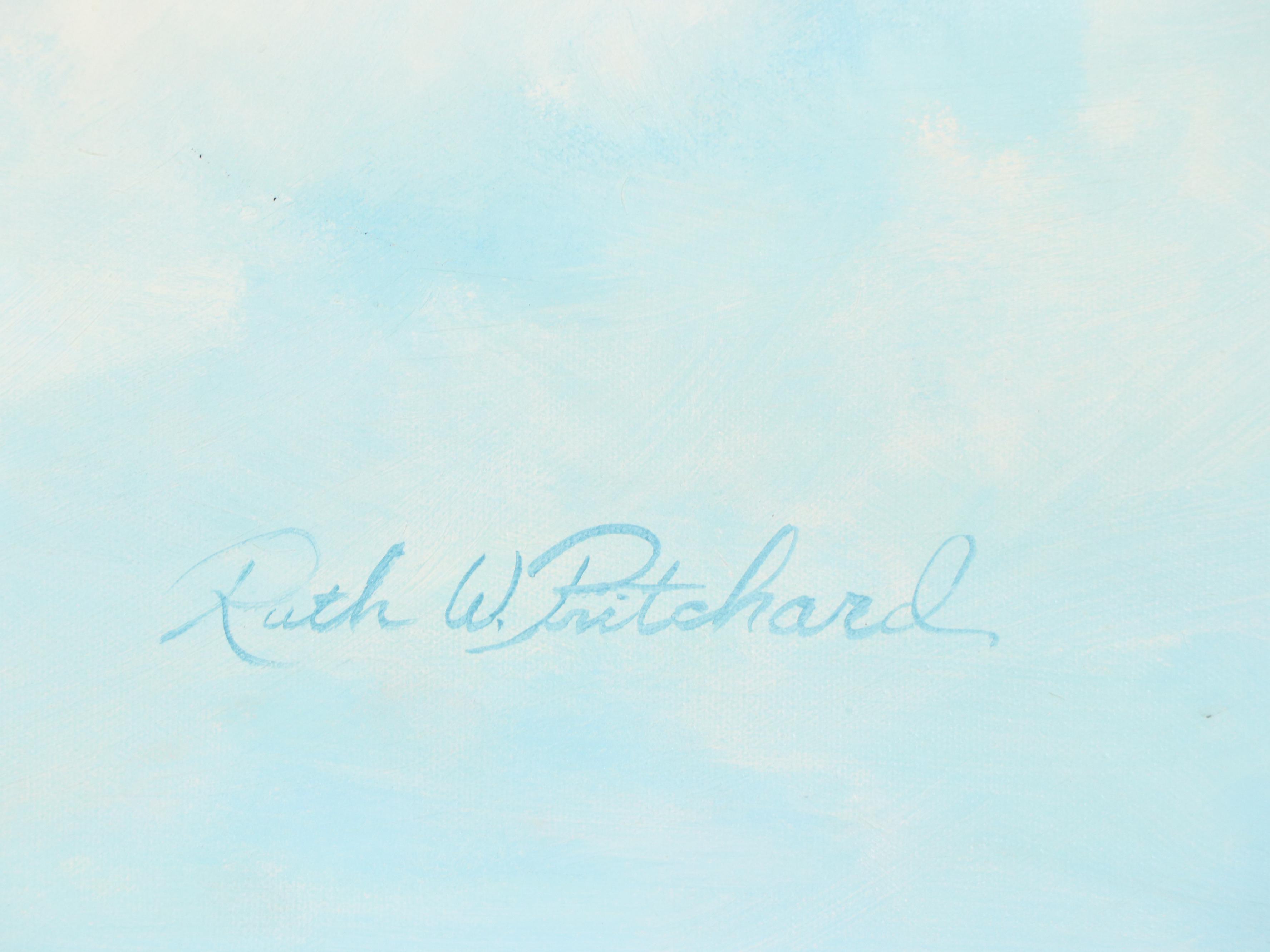 Ruth W. Pritchard Sky Oil Painting with Huff-Daland Dusters Biplane