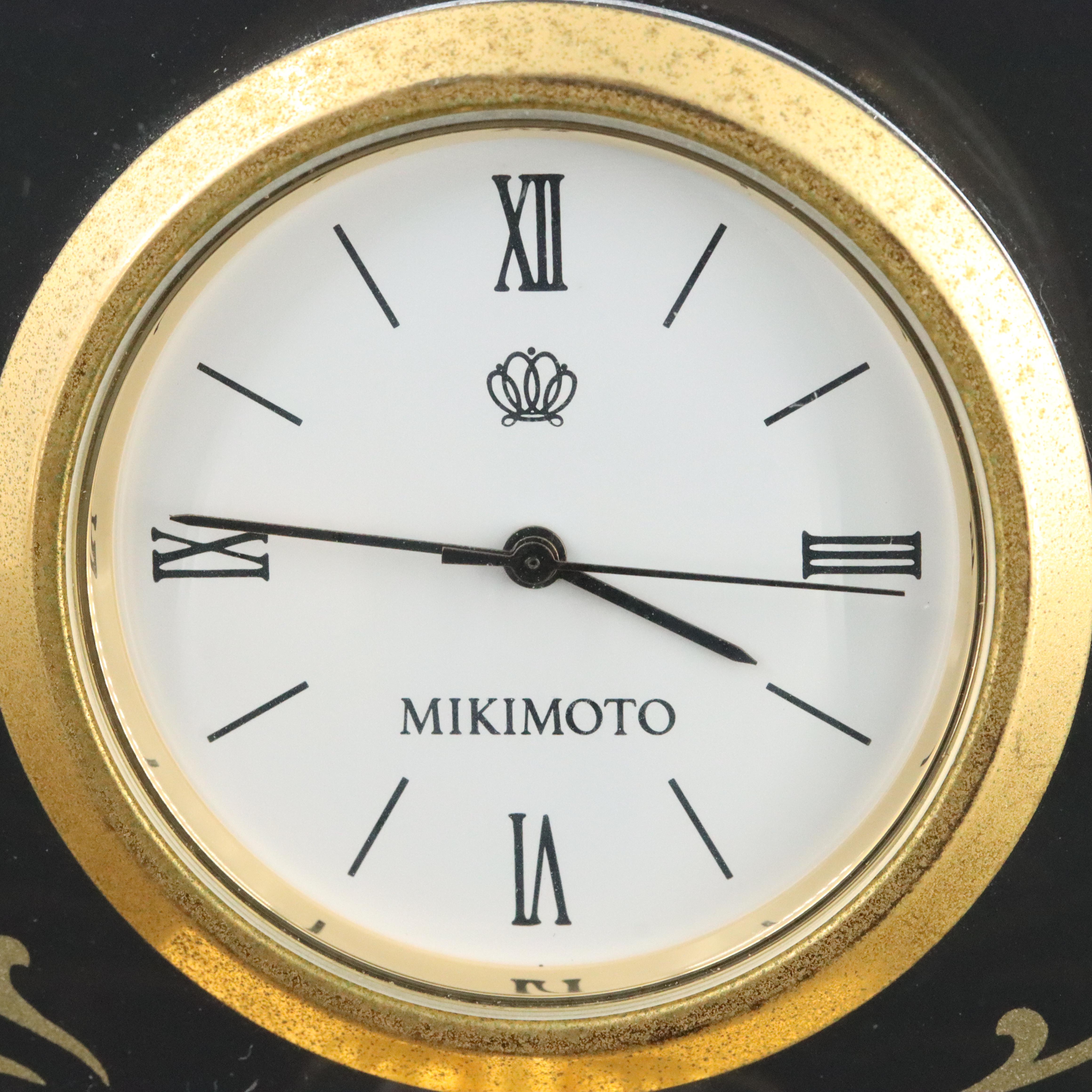 Mikimoto International Lucite Desk Clock with Pearl Flower Accent