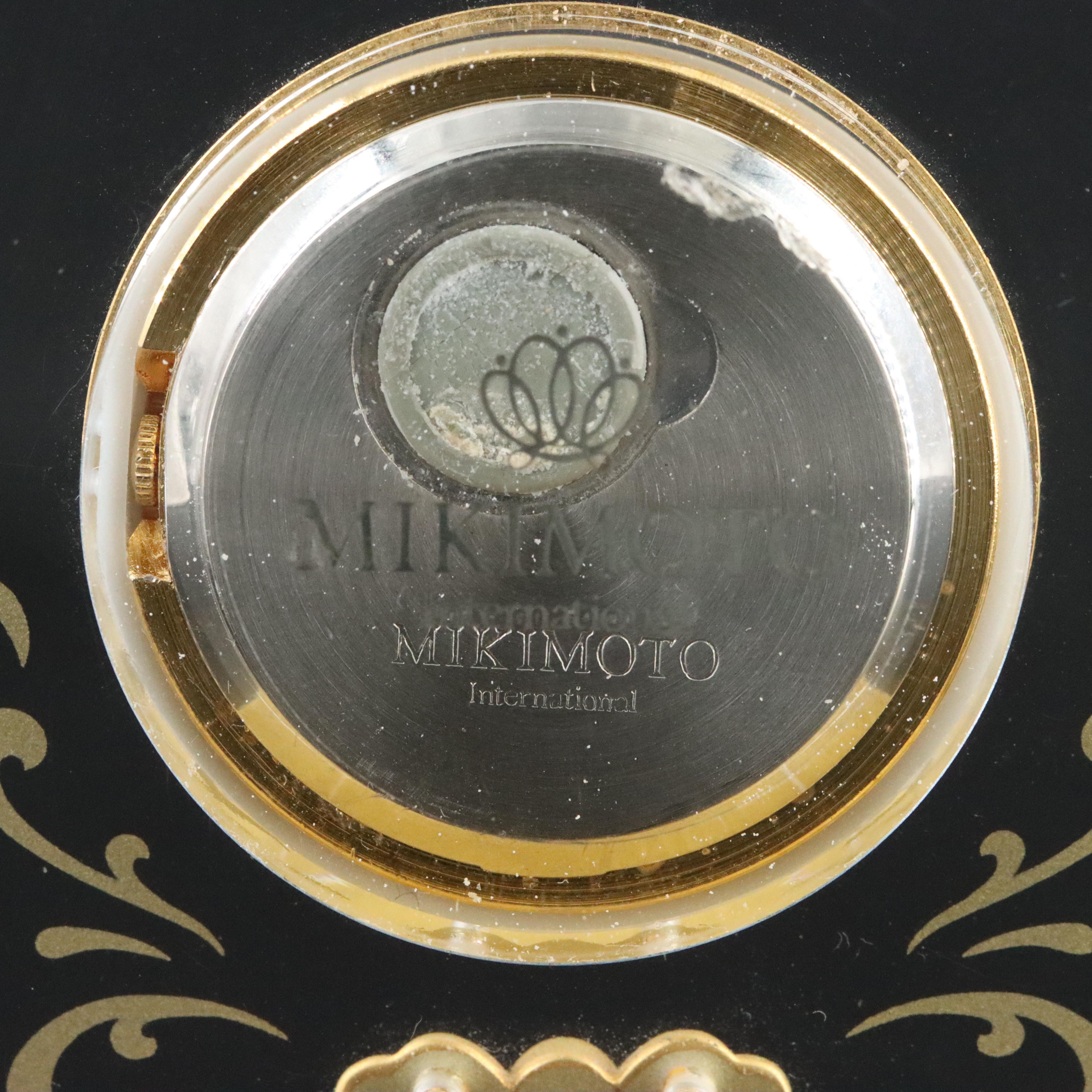 Mikimoto International Lucite Desk Clock with Pearl Flower Accent