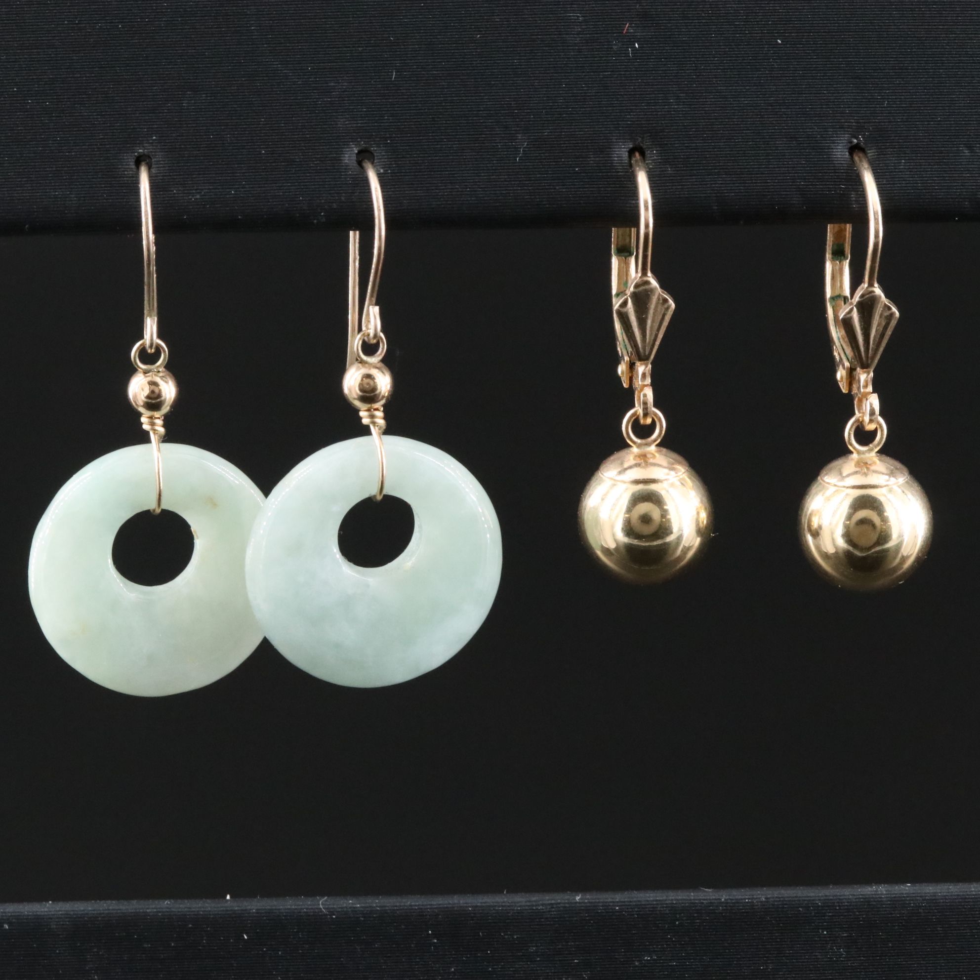 10K and 14K Earrings Featuring Jadeite