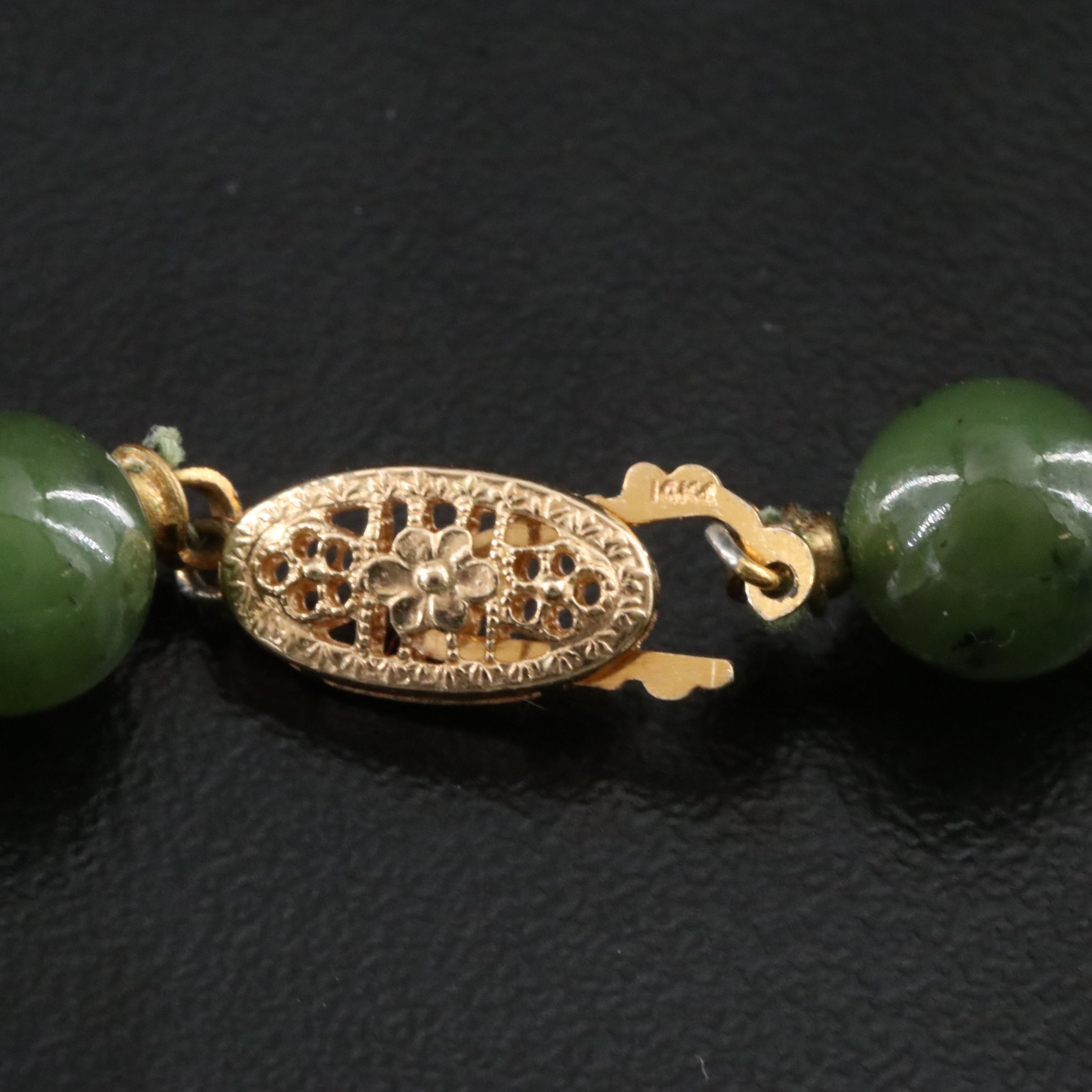 14K Gemstone Necklaces Including Nephrite, Jadeite and Pearl