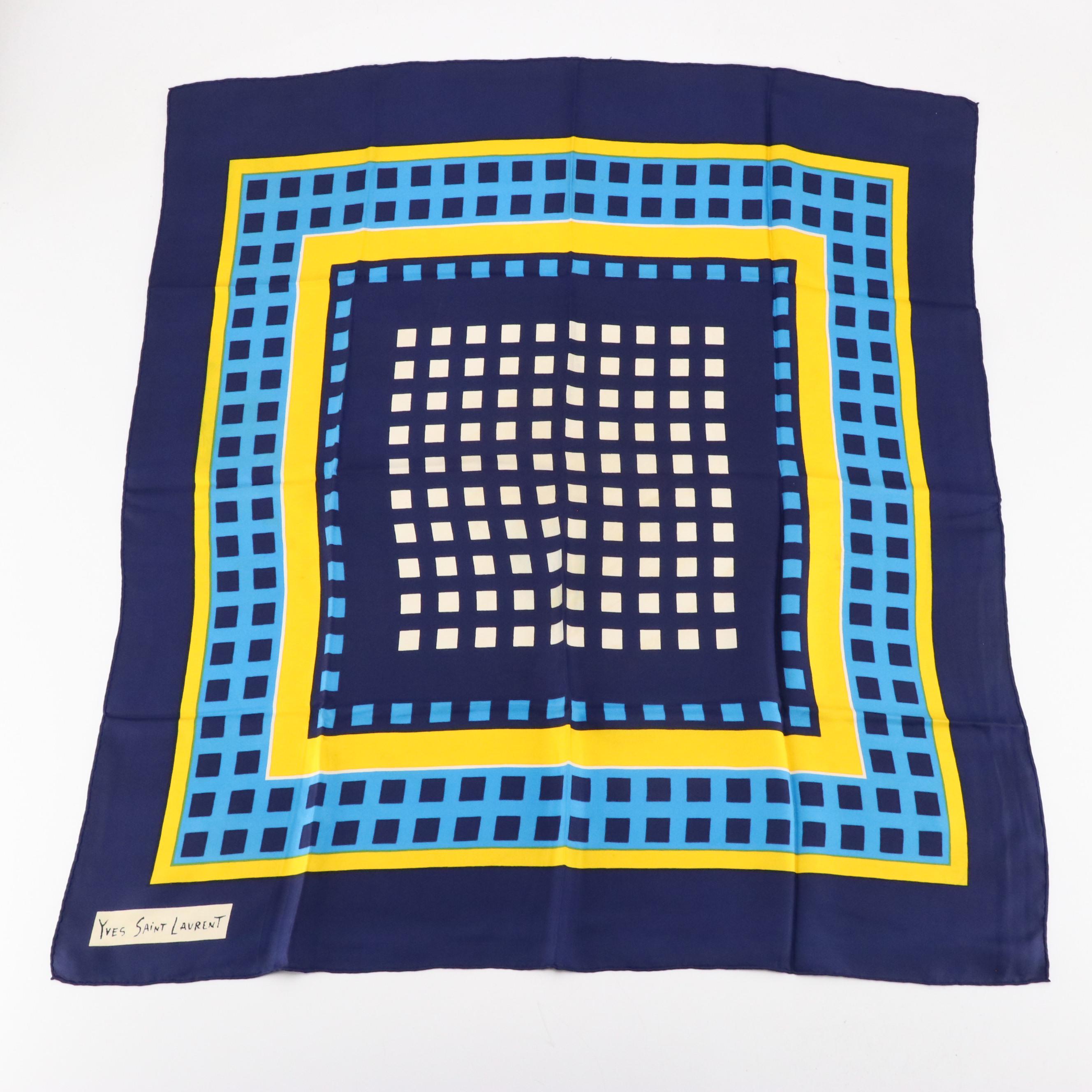 Yves Saint Laurent Geometric Printed Silk Scarves