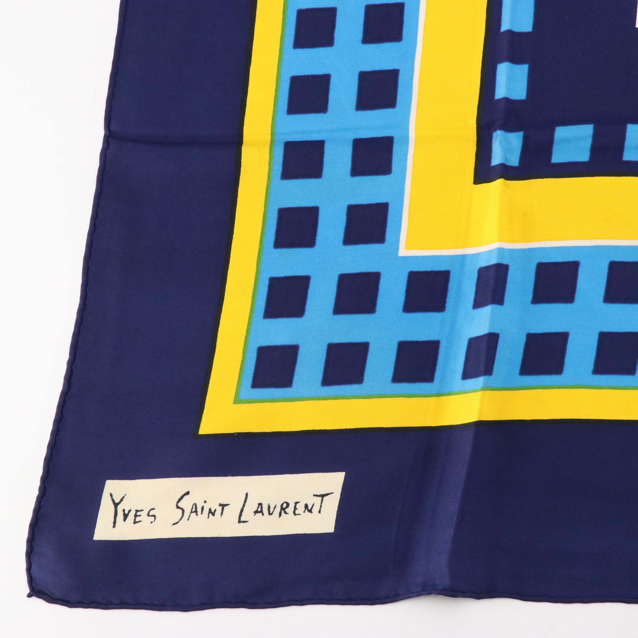 Yves Saint Laurent Geometric Printed Silk Scarves