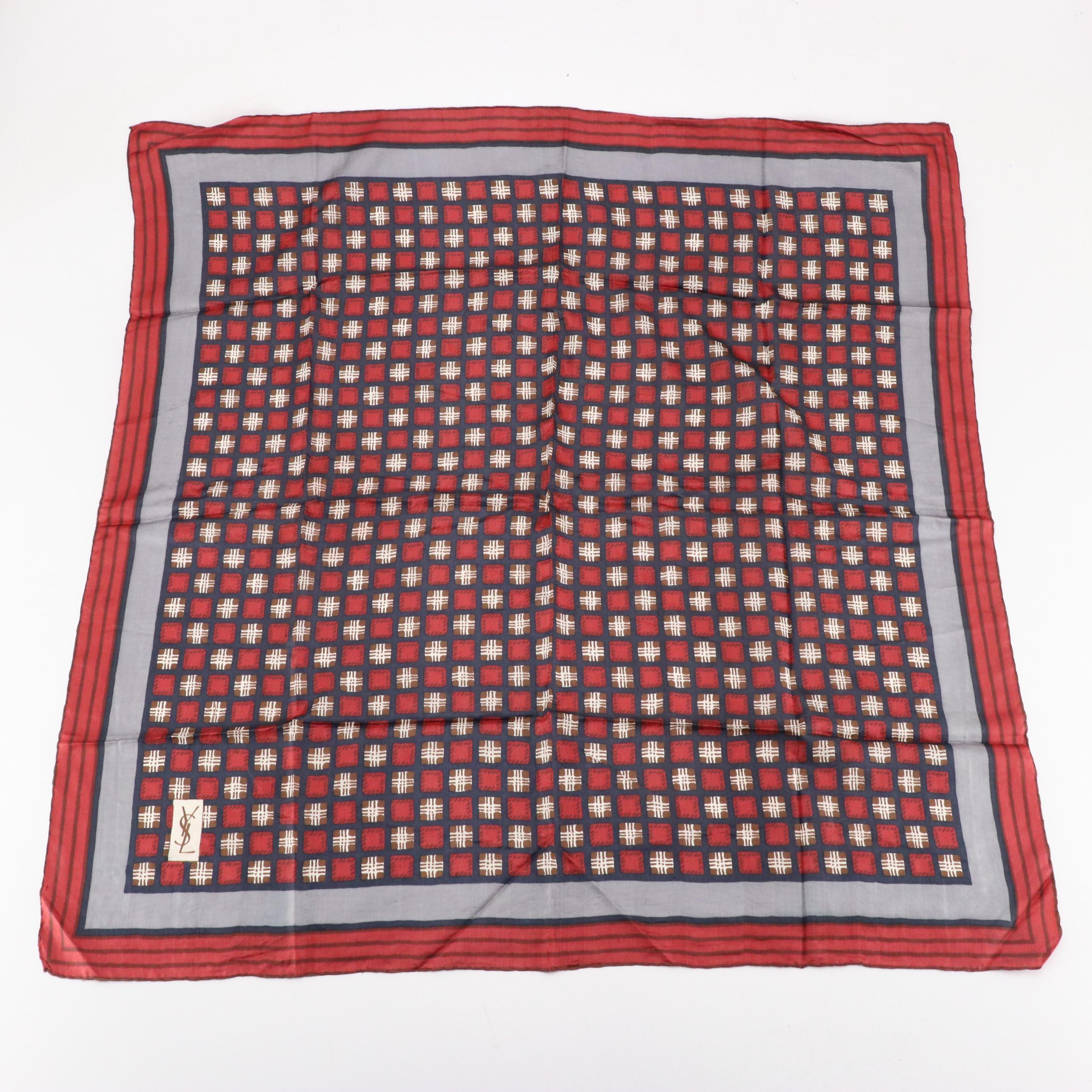 Yves Saint Laurent Geometric Printed Silk Scarves