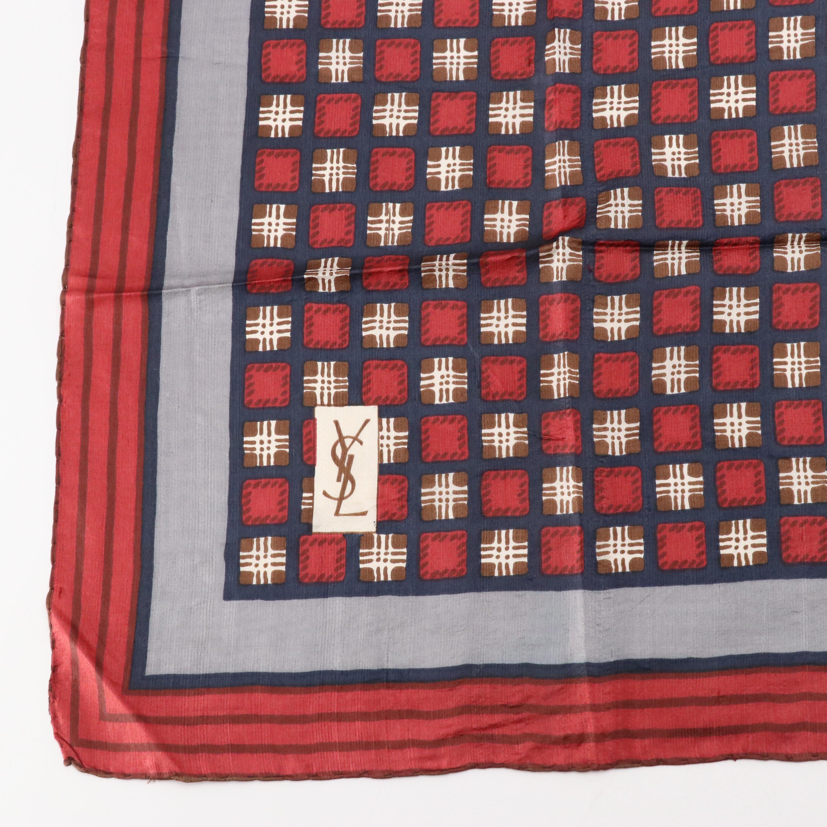 Yves Saint Laurent Geometric Printed Silk Scarves