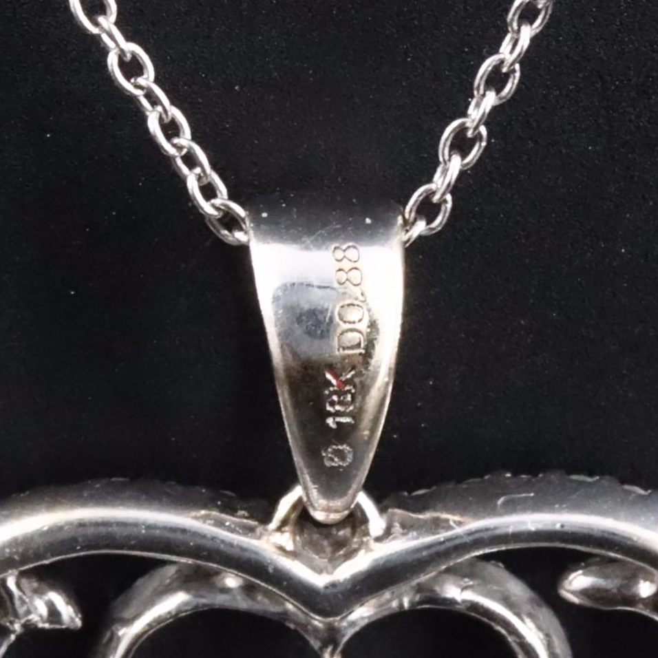 18K 0.79 CTW Diamond Heart Pendant on Sterling Chain Necklace