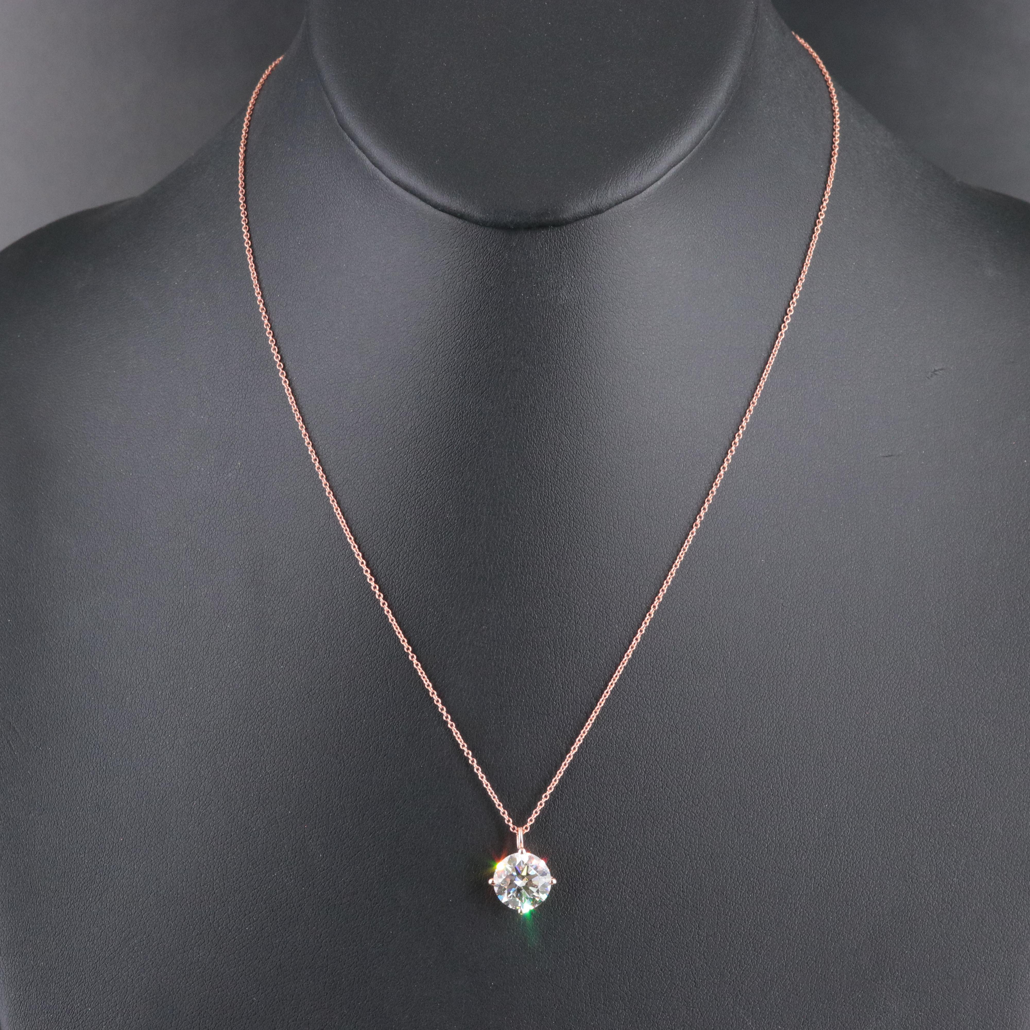 14K Rose Gold 3.06 CT Lab Grown Diamond Pendant Necklace with IGI Report