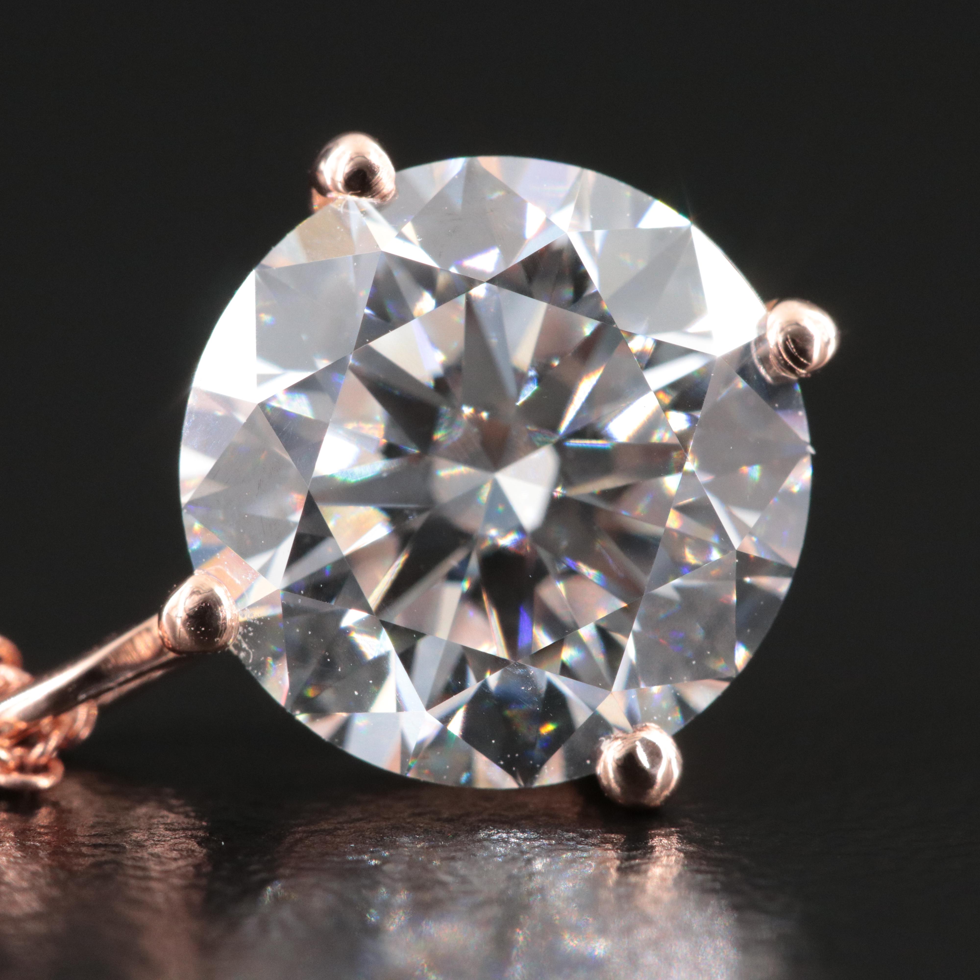 14K Rose Gold 3.06 CT Lab Grown Diamond Pendant Necklace with IGI Report
