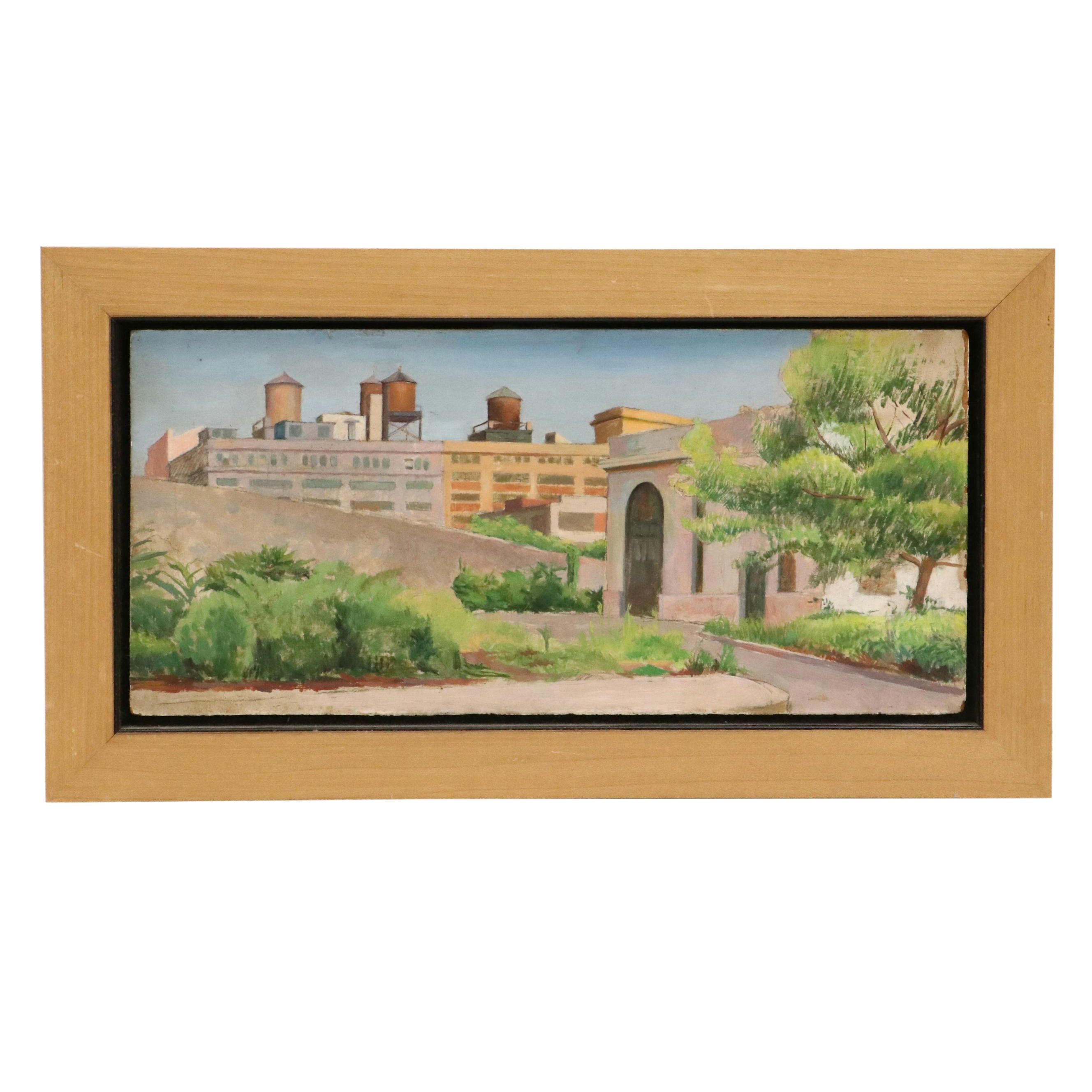 Rani Carson Industrial Oil Painting, Late 20th Century