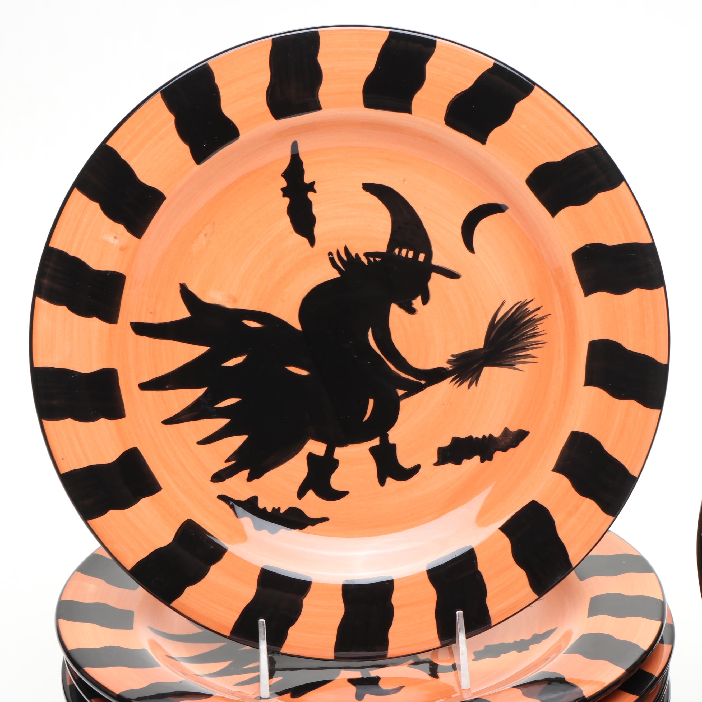 Gates Ware Ceramic Halloween Dinner and Salad Plates
