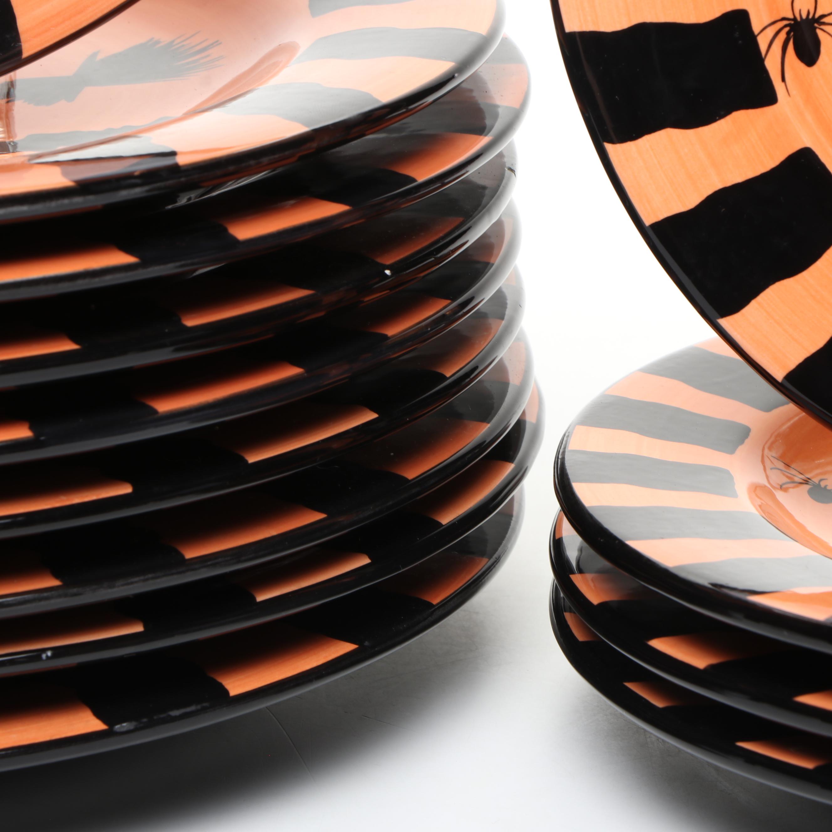 Gates Ware Ceramic Halloween Dinner and Salad Plates