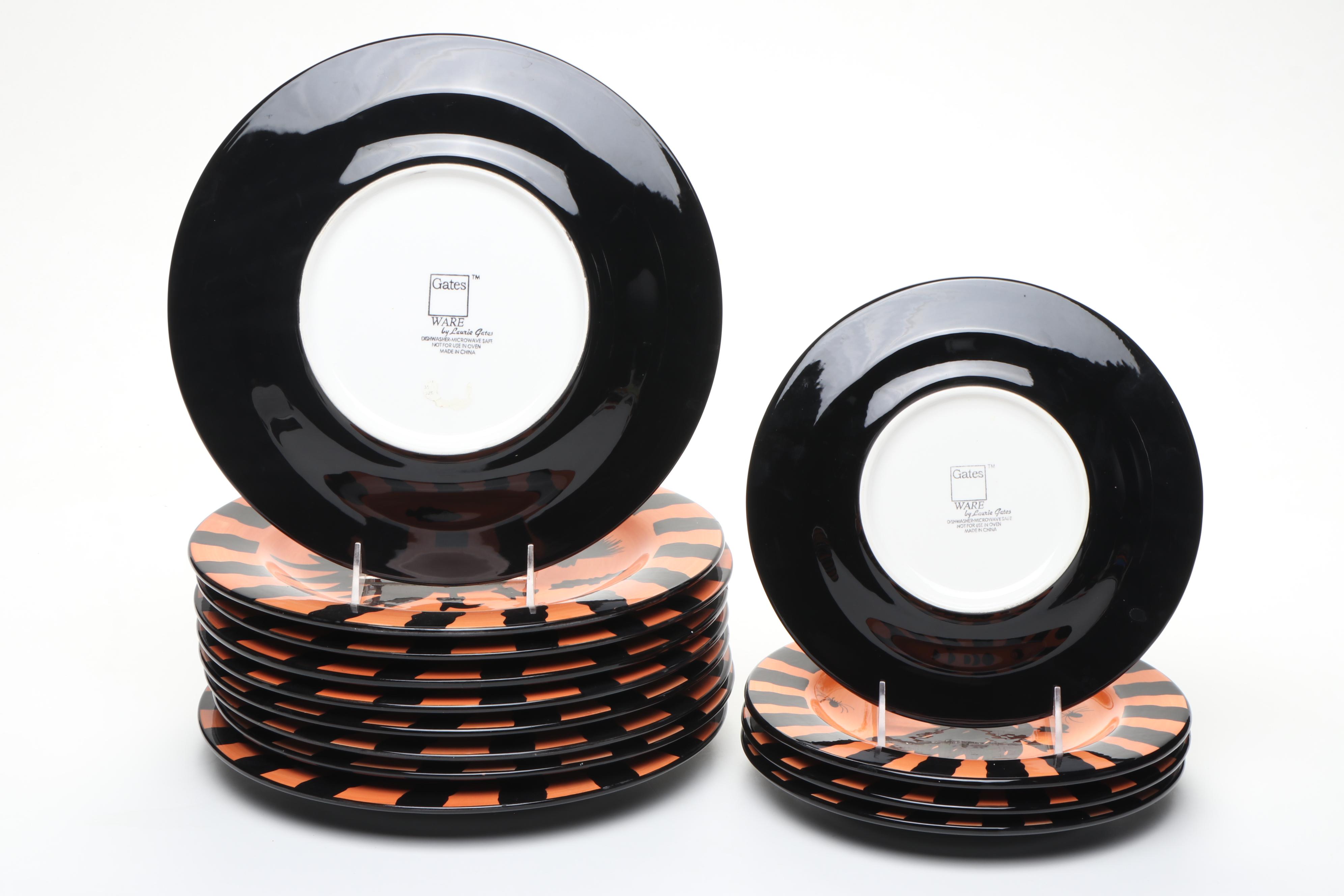 Gates Ware Ceramic Halloween Dinner and Salad Plates