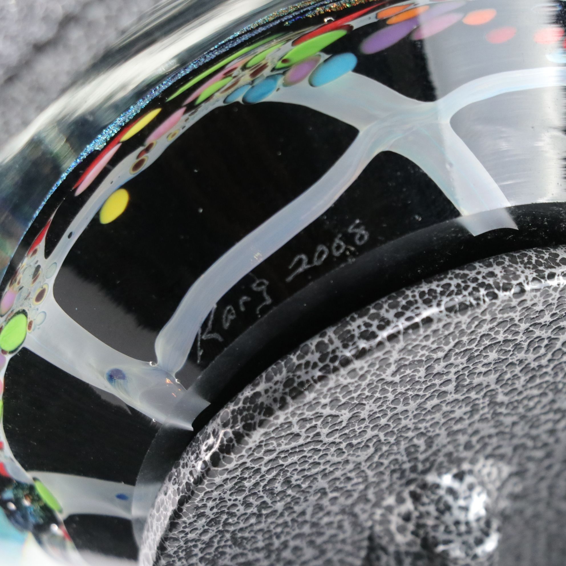 Art Glass Paperweight with Metal Stand and Glass Oil Lamp