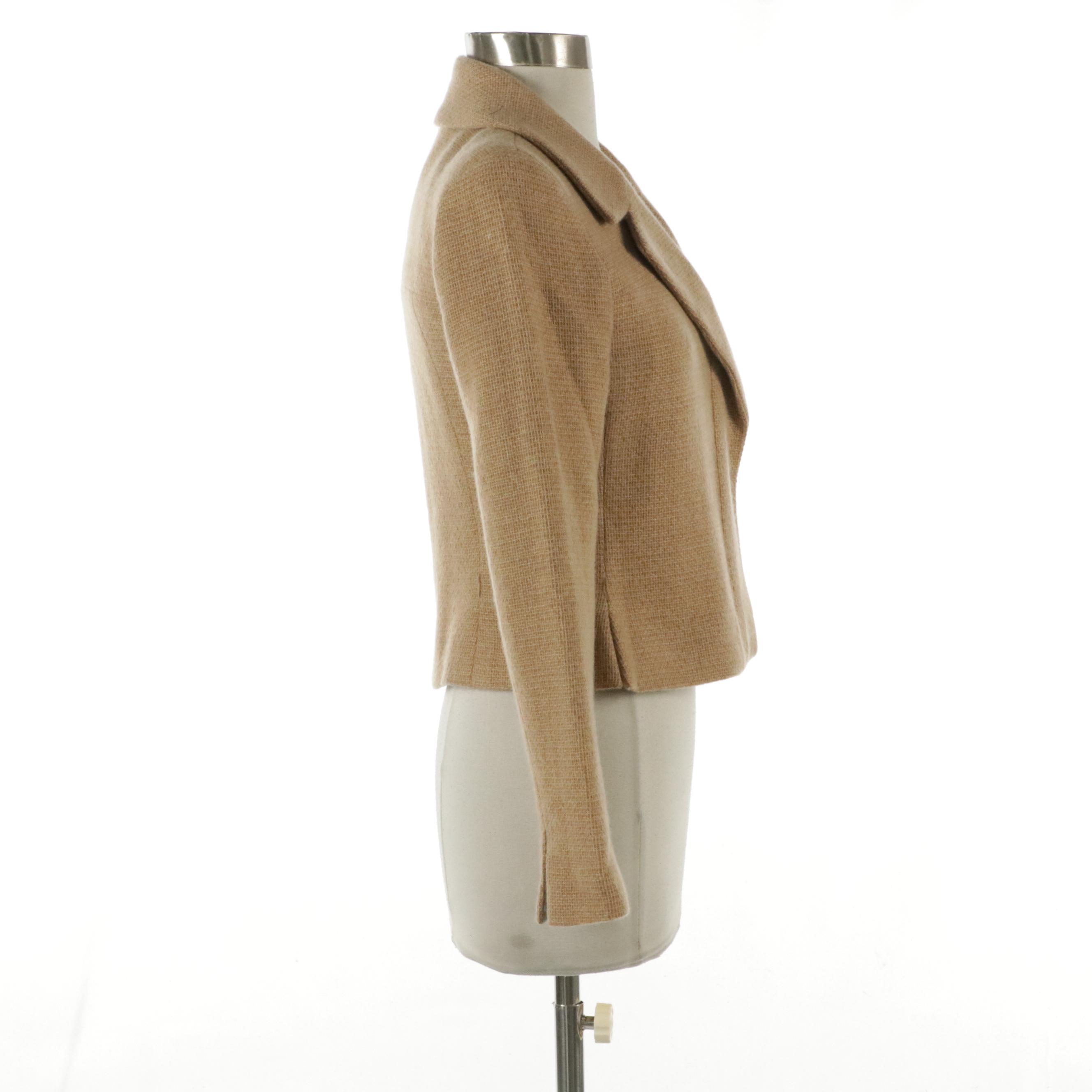Chanel Beige Cashmere Cropped Zip Blazer