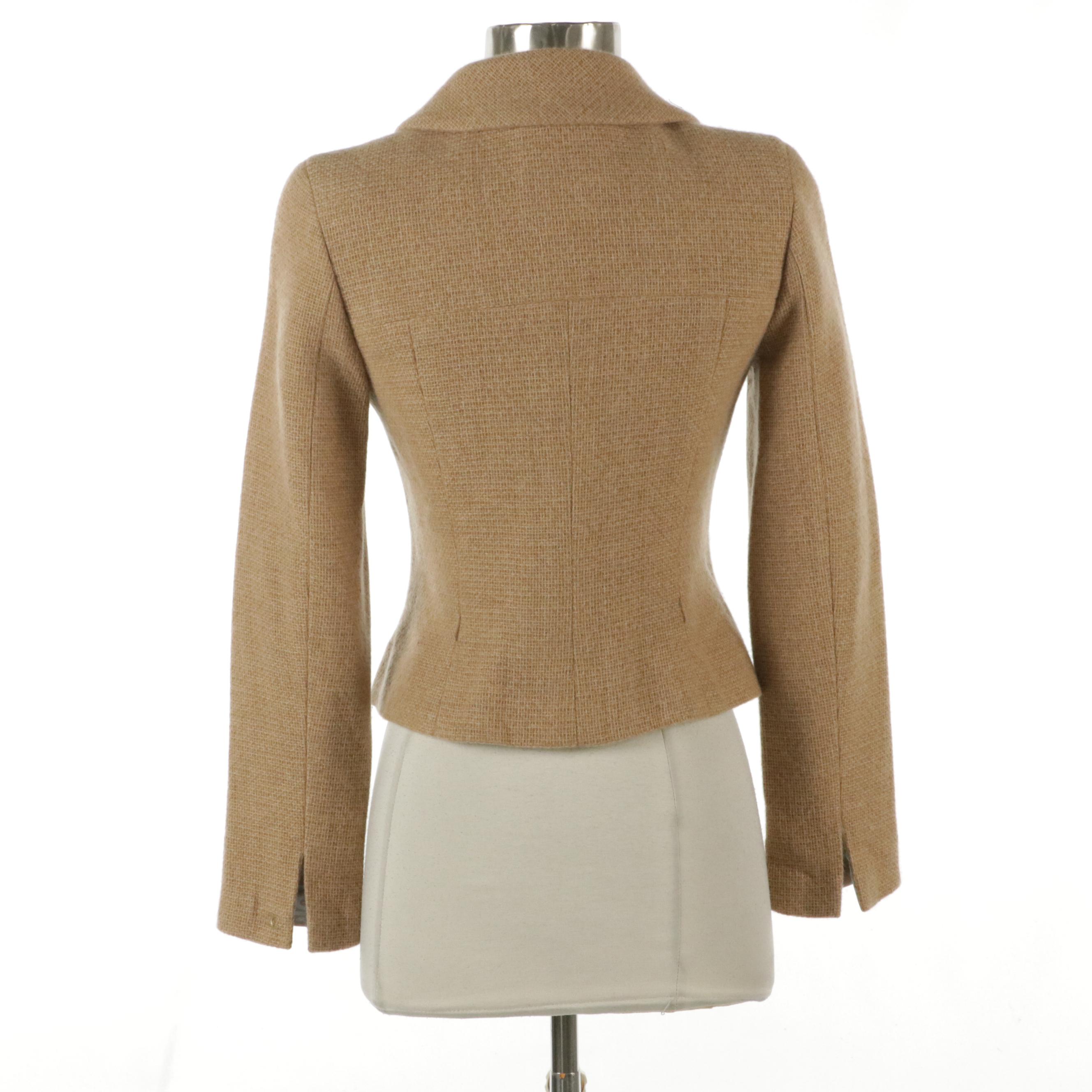 Chanel Beige Cashmere Cropped Zip Blazer