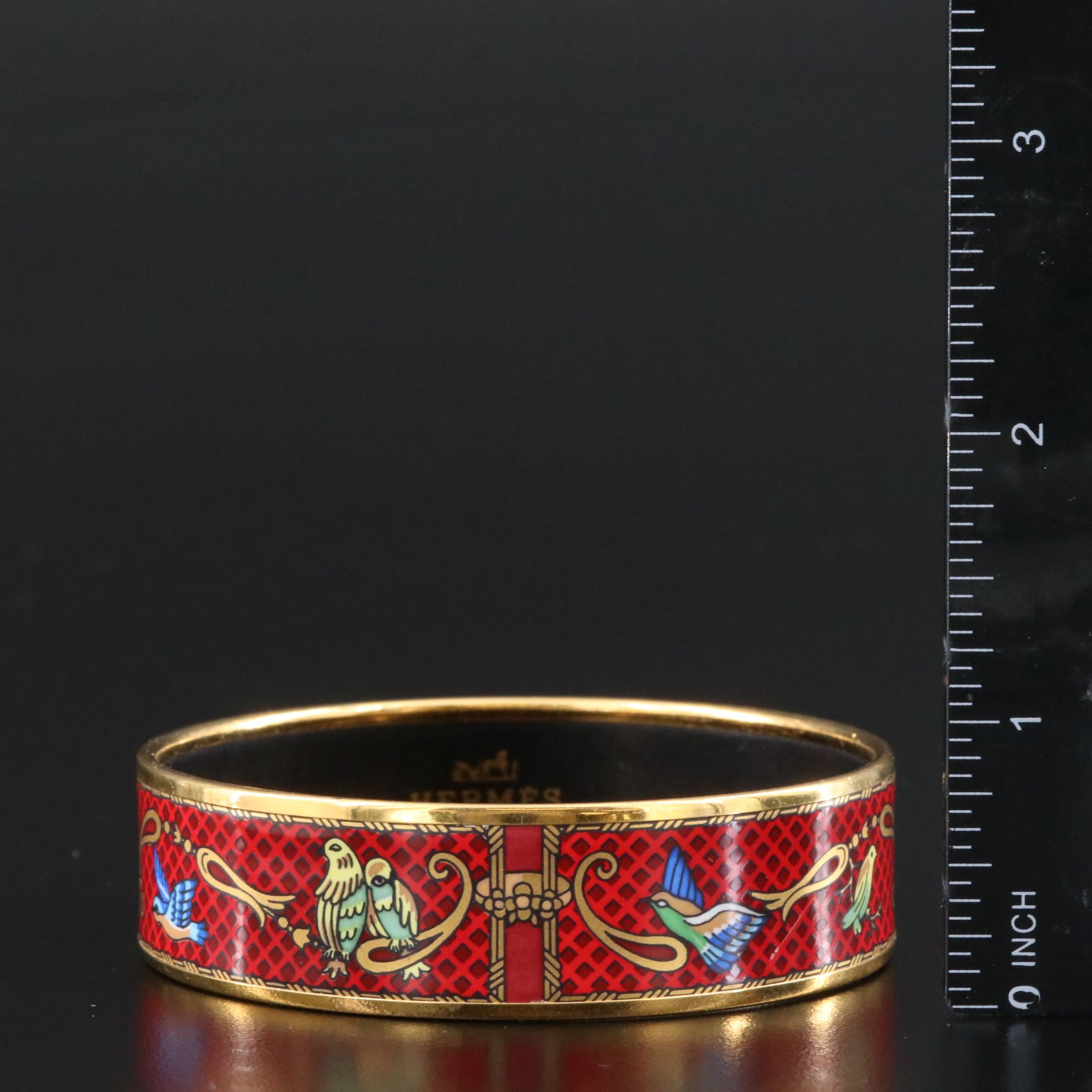 Hermès Wide Enamel Bird Bangle
