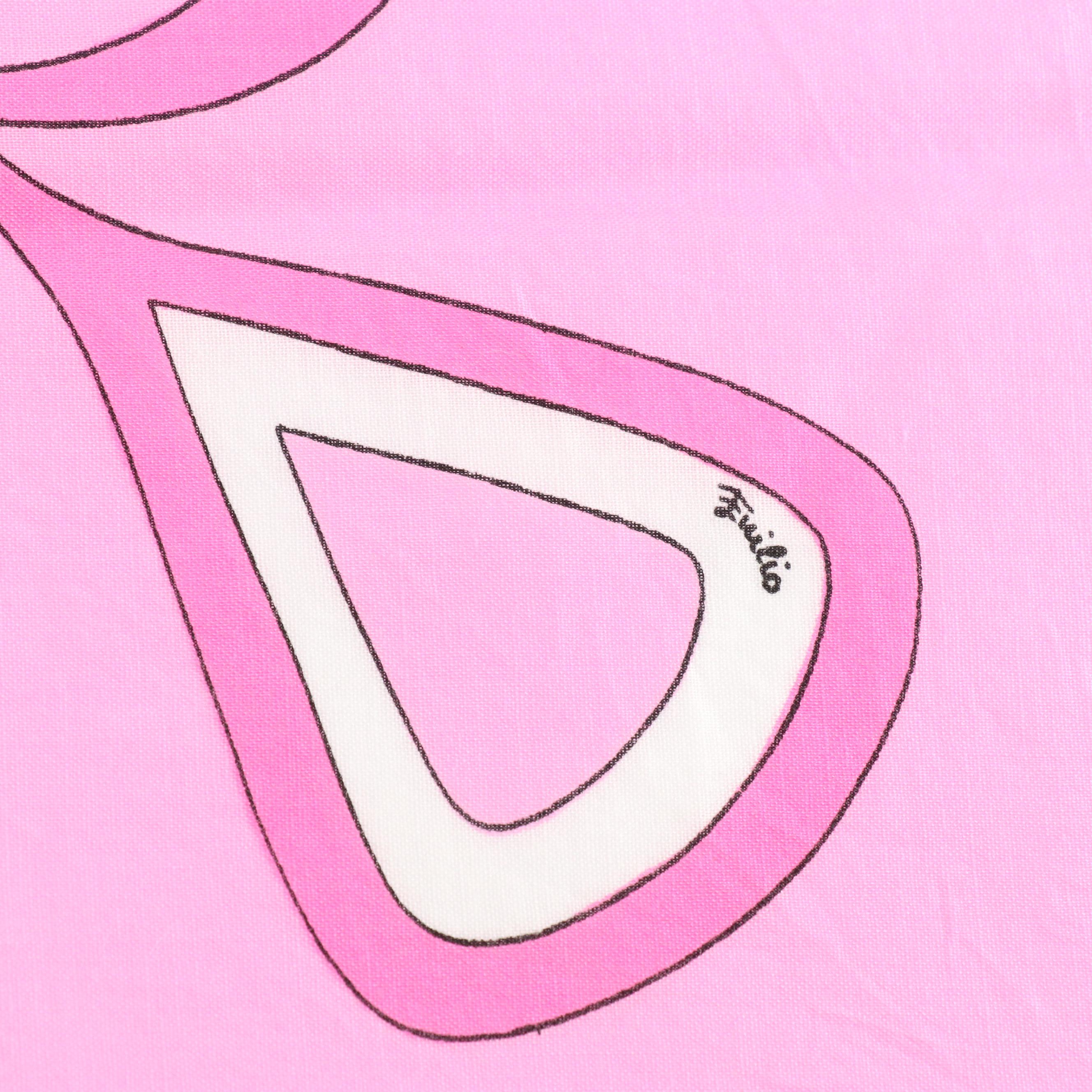 Vintage Emilio Pucci Pink Abstract Printed Cotton Scarves