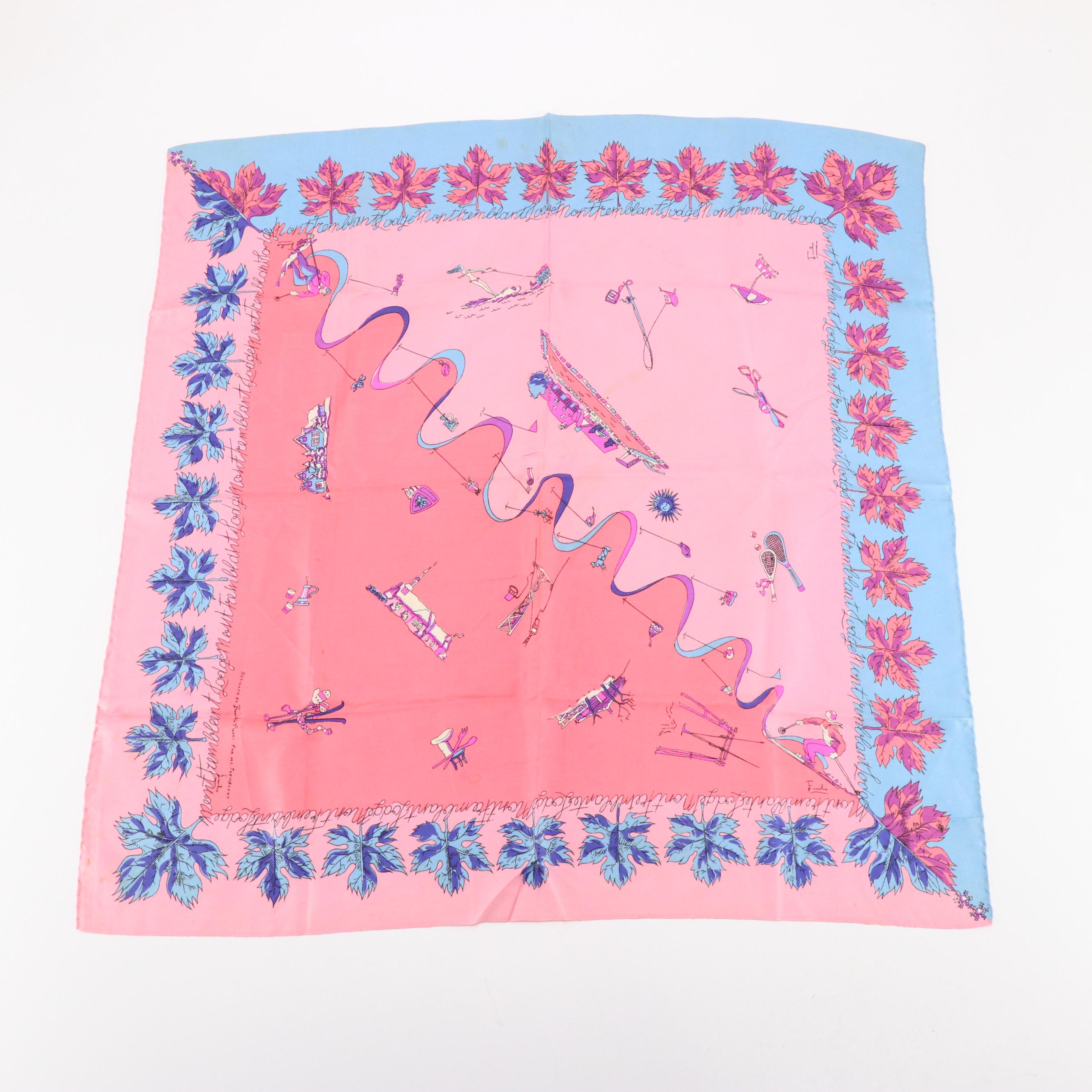 Vintage Emilio Pucci Pink Abstract Printed Cotton Scarves