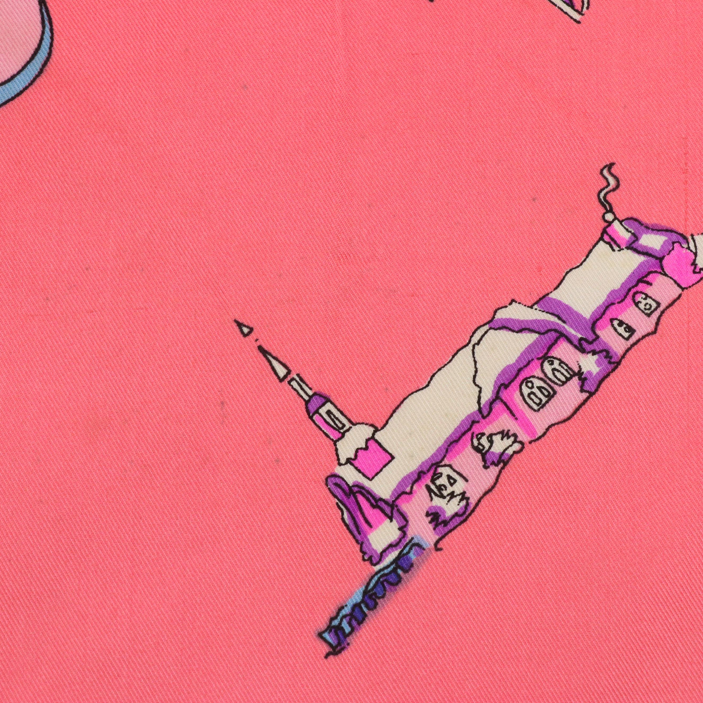 Vintage Emilio Pucci Pink Abstract Printed Cotton Scarves