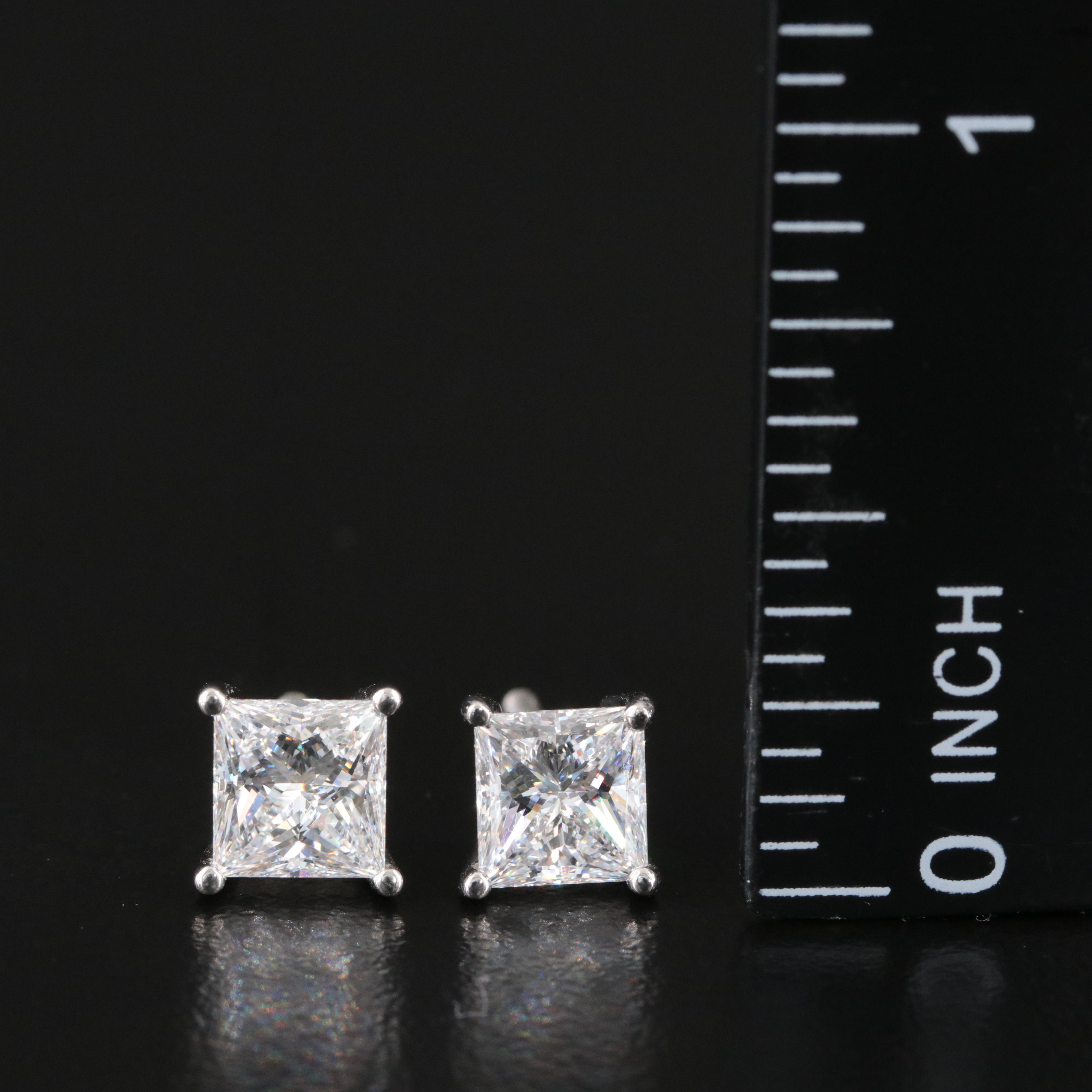 Platinum 2.00 CTW Lab Grown Diamond Stud Earrings with IGI Reports